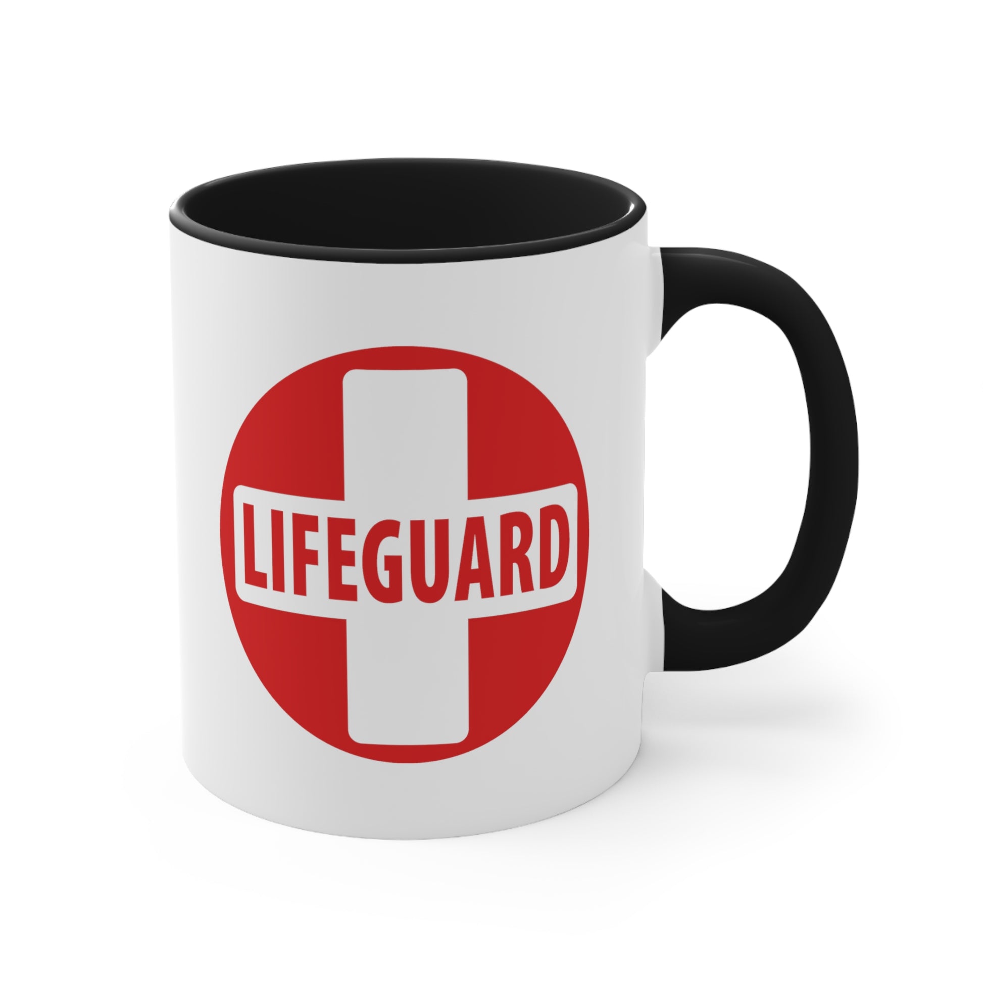 Lifeguard Coffee Mug - Double Sided Black Accent White Ceramic 11oz by TheGlassyLass.com