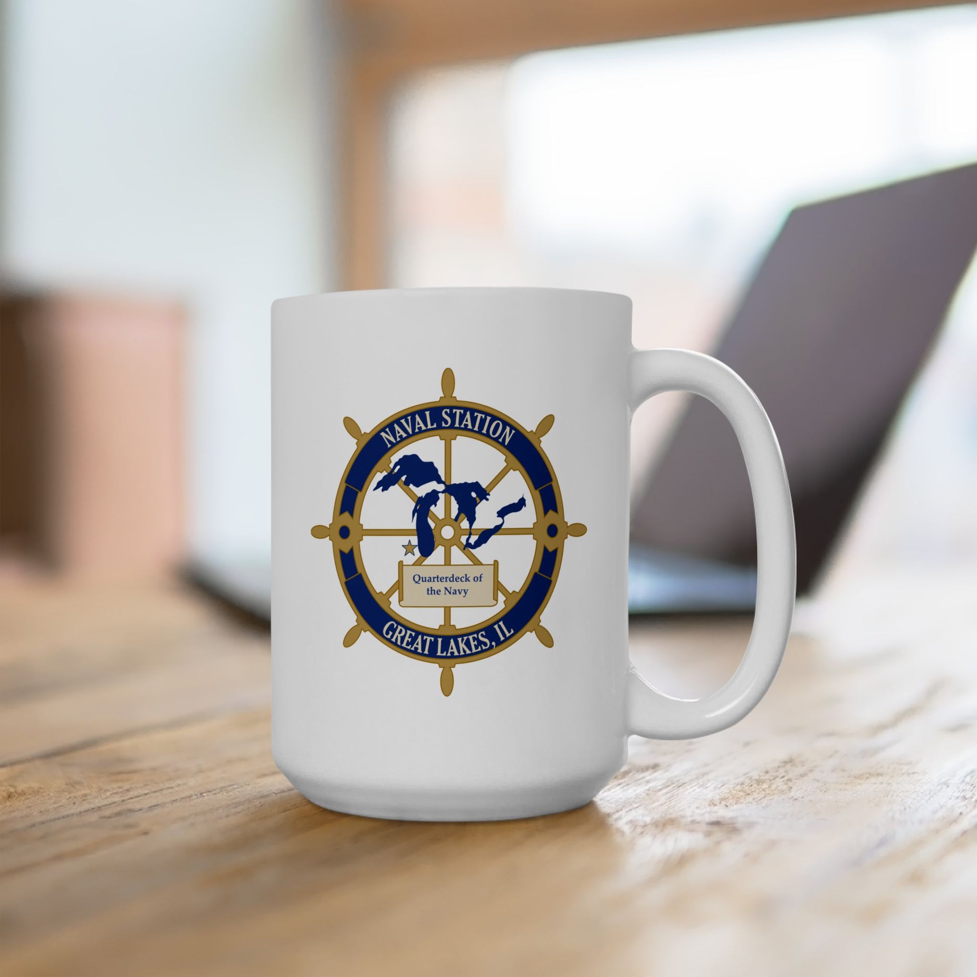 Naval Station Great Lakes Coffee Mug - Double Sided White Ceramic 15oz by TheGlassyLass.com