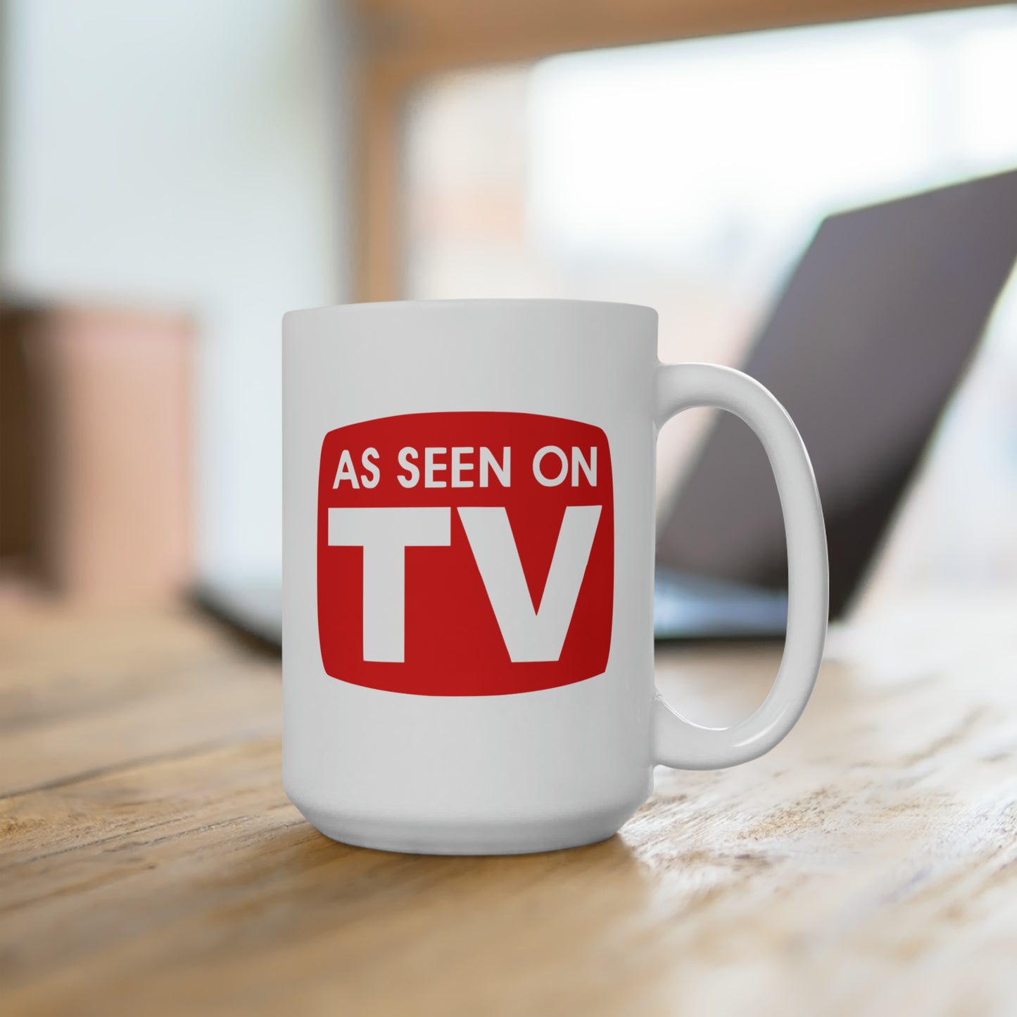 As Seen on TV Coffee Mug - Double Sided White Ceramic 15oz by TheGlassyLass.com