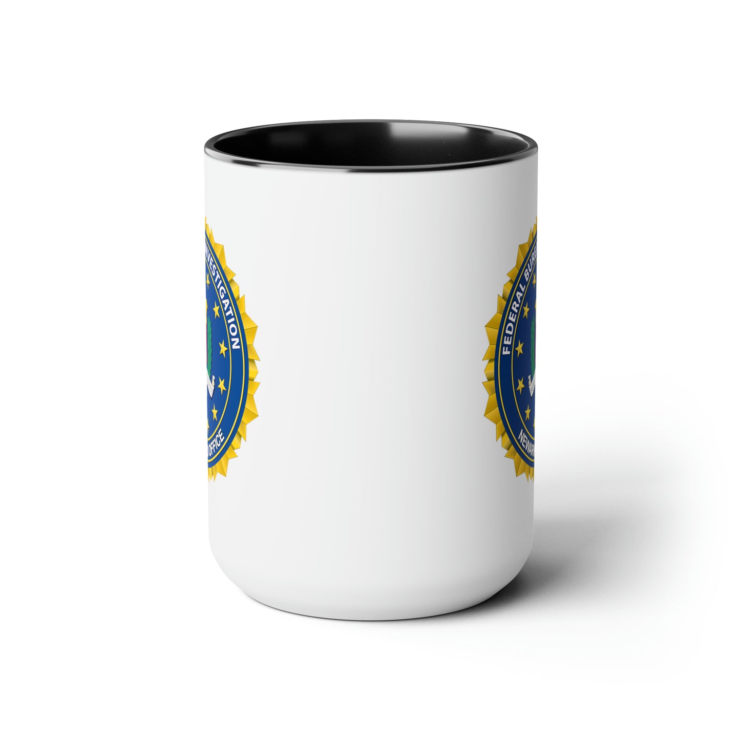 The FBI Newark Field Office Coffee Mug - Double Sided Black Accent Ceramic 15oz by TheGlassyLass.com