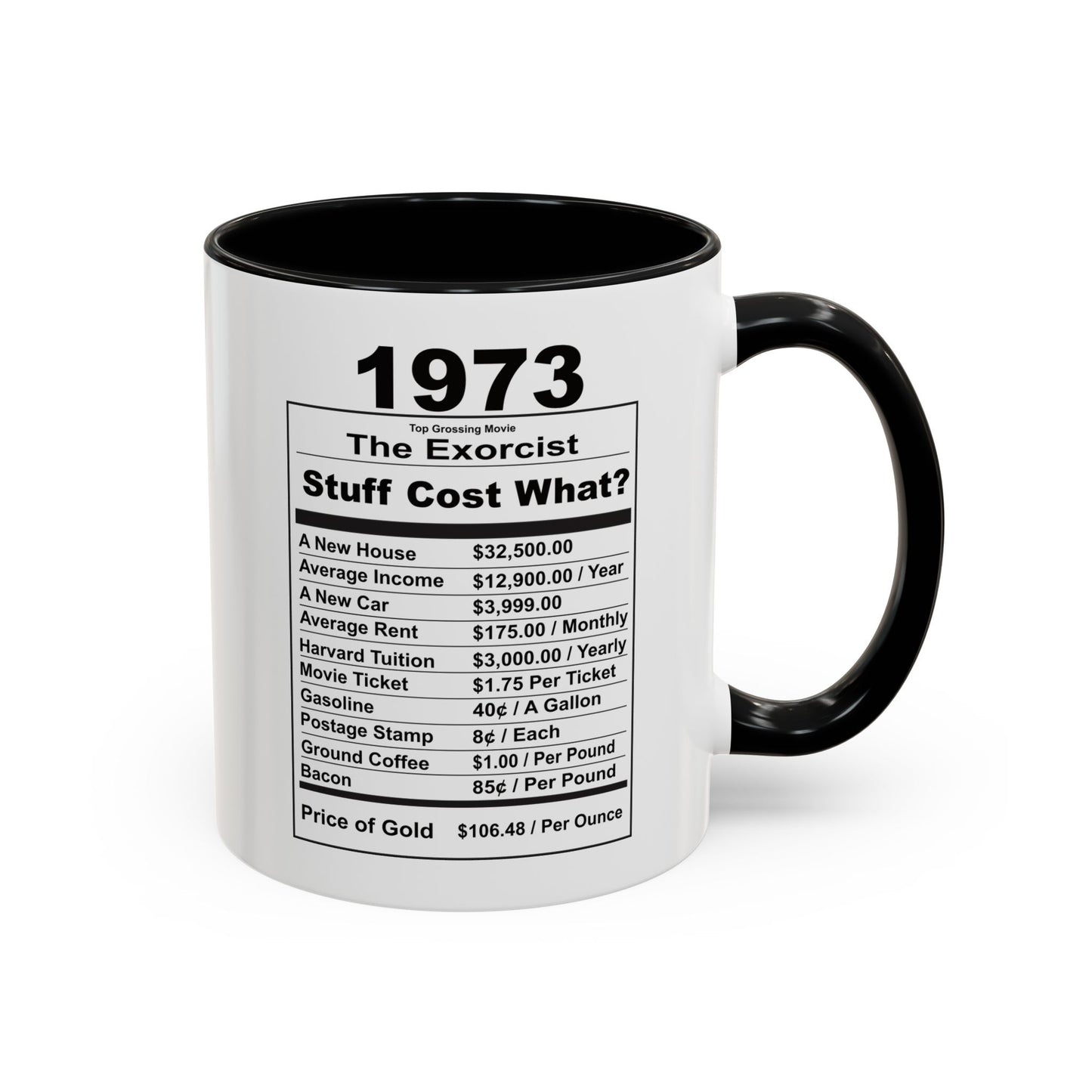 Keepin it Real Since 1973 Coffee Mug - Double Sided Print, Black Accent White Ceramic, 11oz by TheGlassyLass.com