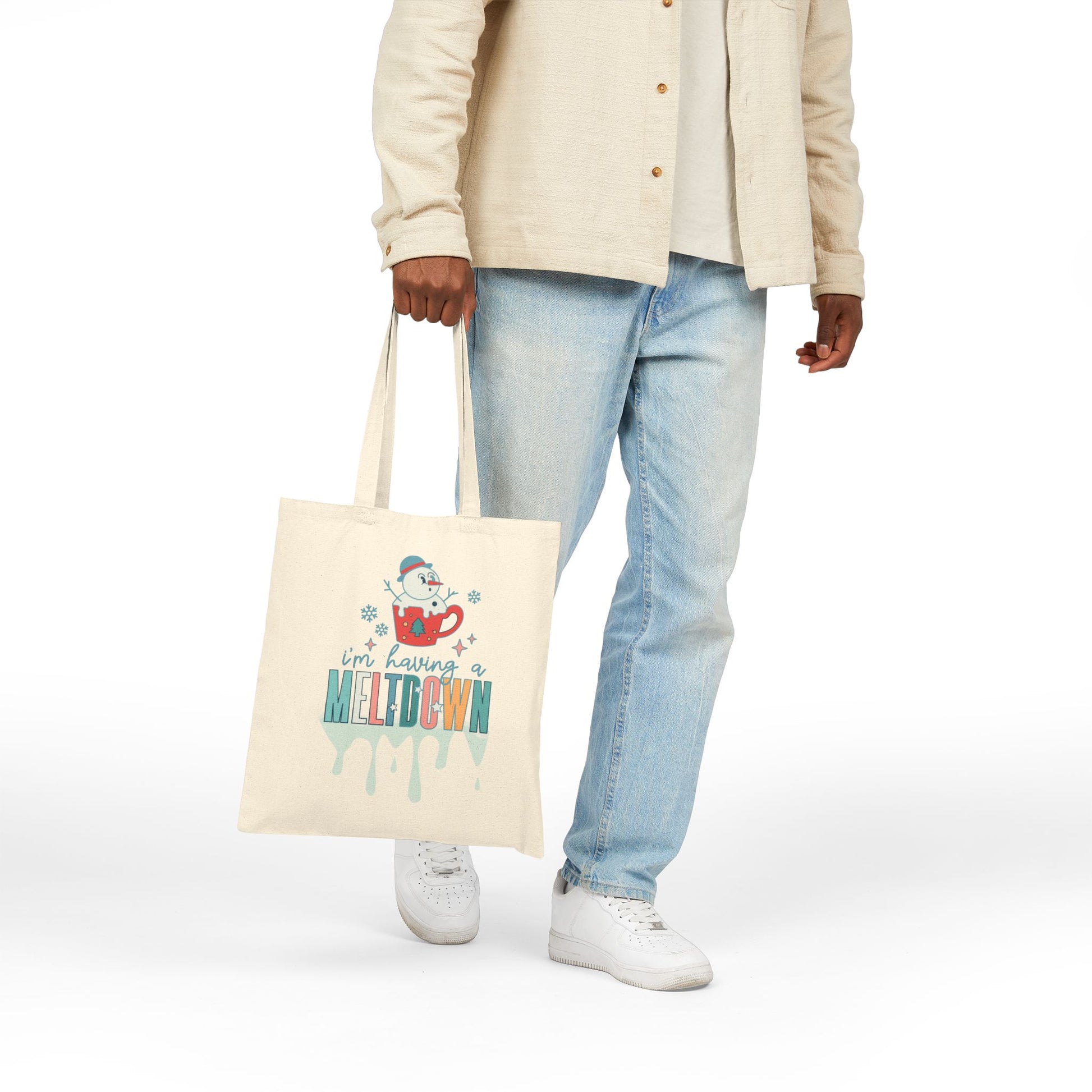Having a Meltdown Snowman Christmas Tote Bag - Heavyweight 100% Cotton Canvas by TheGlassyLass.com