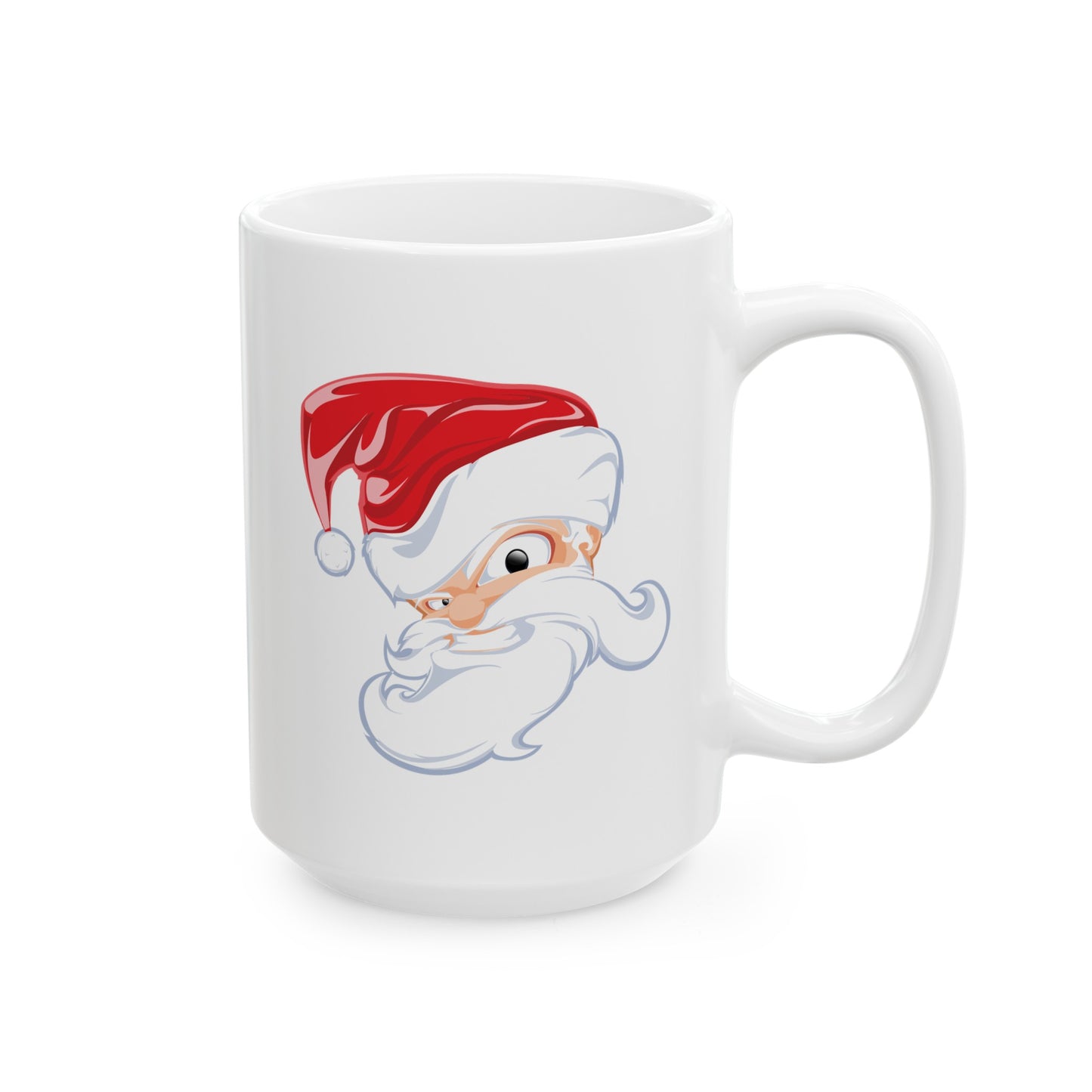 Angry Santa Christmas Coffee / Cocoa - Double Sided White Ceramic 15oz - by TheGlassyLass.com