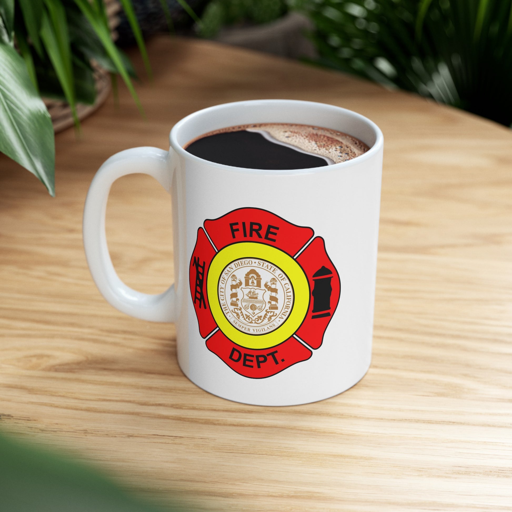 San Diego Fire Department Coffee Mug - Double Sided Print White Ceramic 11oz by TheGlassyLass.com