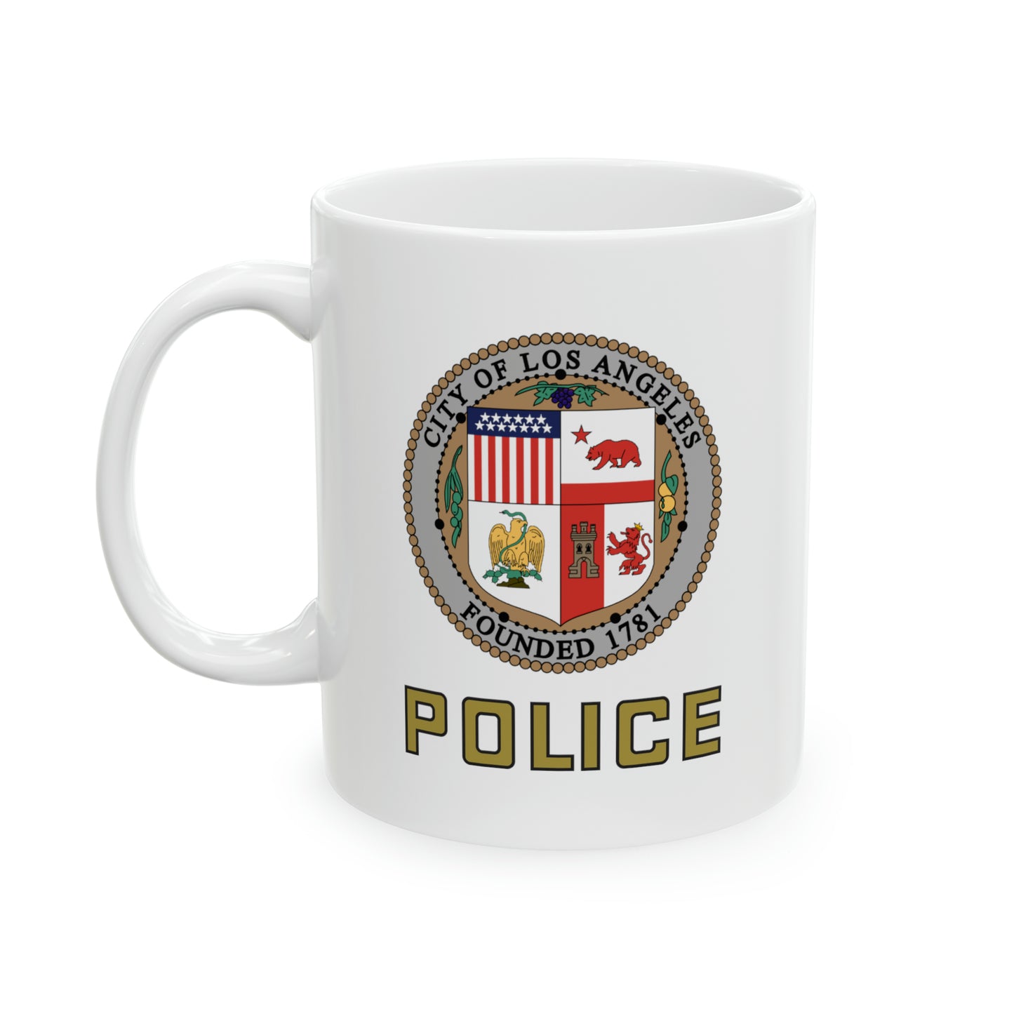 LAPD Coffee Mug - Double Sided White Ceramic 11oz by TheGlassyLass.com