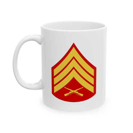 United States Marine Corps Sergeant (E-5) Chevron Coffee Mug - Double Sided White Ceramic 11oz - by TheGlassyLass.com