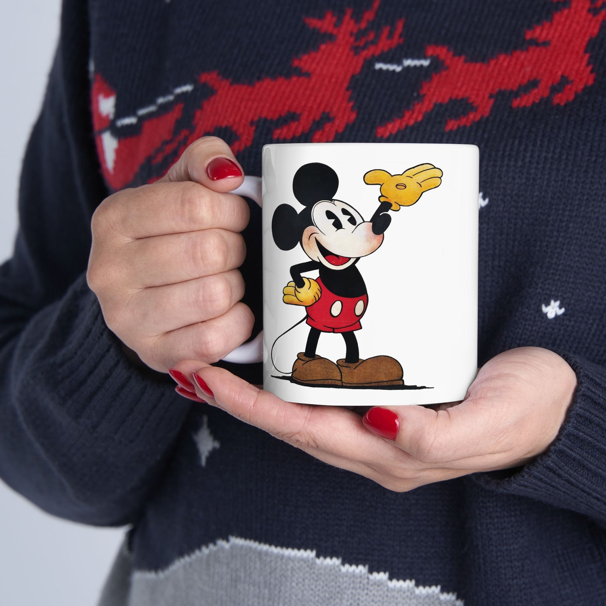 Original Mickey Mouse Coffee Mug - Double Sided White Ceramic 11oz by TheGlassyLass.com