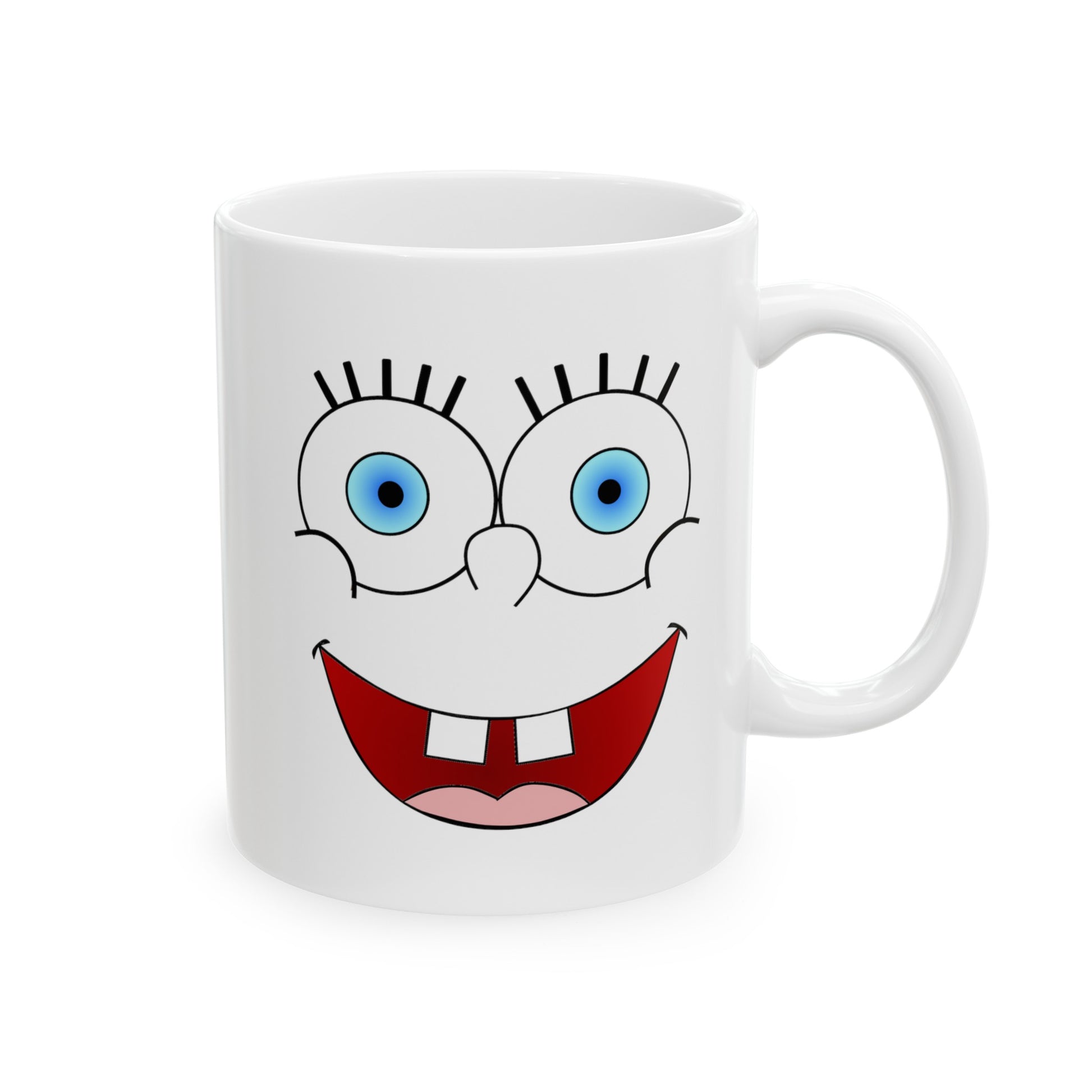 SpongeBob ish Coffee Mug - Double Sided White Ceramic 11oz by TheGlassyLass.com
