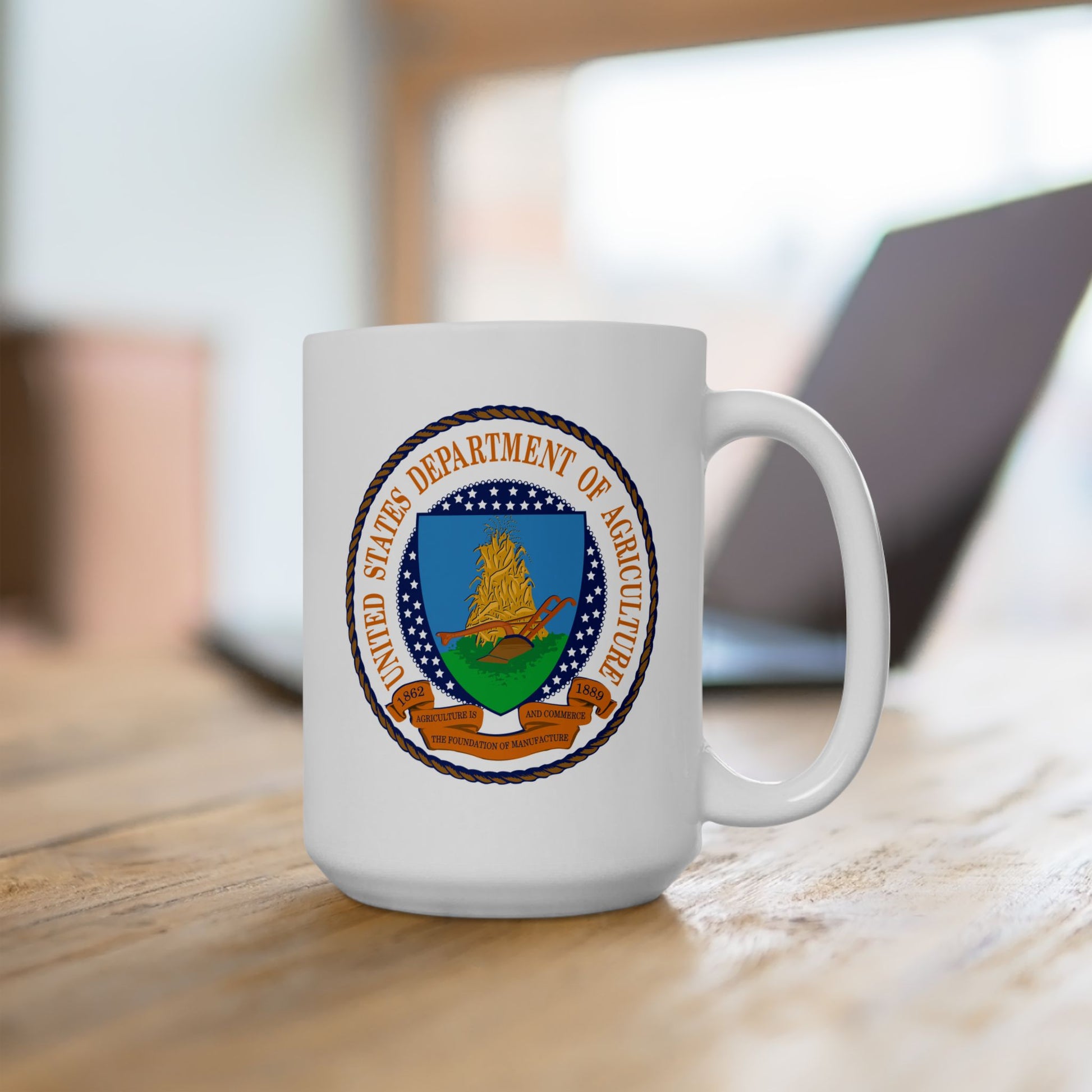 United States Department of Agriculture Seal Coffee Mug - Double Sided White Ceramic 15oz by TheGlassyLass.com