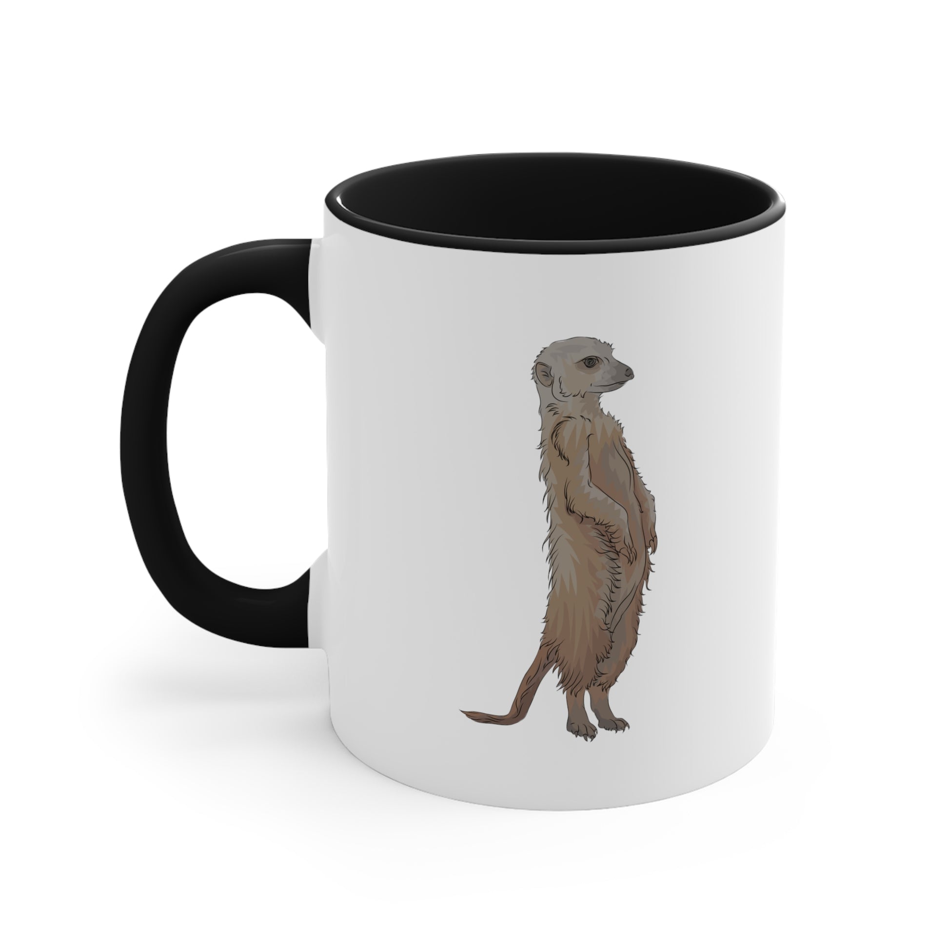 Meerkat Coffee Mug - Double Sided Black Accent White Ceramic 11oz by TheGlassyLass.com