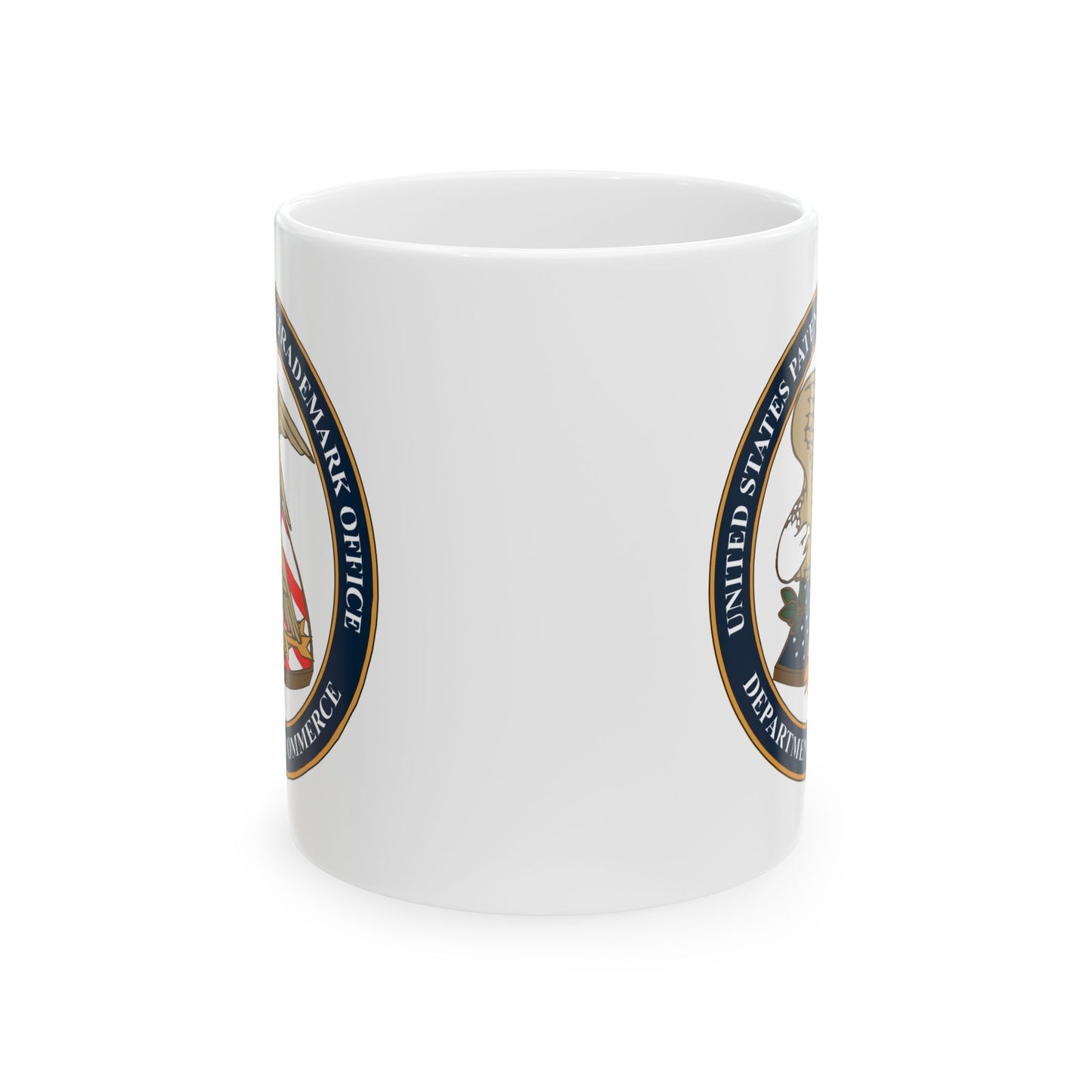 United States Patent and Trademark Office Coffee Mug - Double Sided Print, White Ceramic, 11oz by TheGlassyLass.com