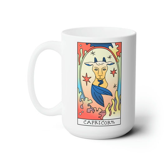 Capricorn Tarot Card Coffee Mug - Double Sided White Ceramic 15oz - by TheGlassyLass.com