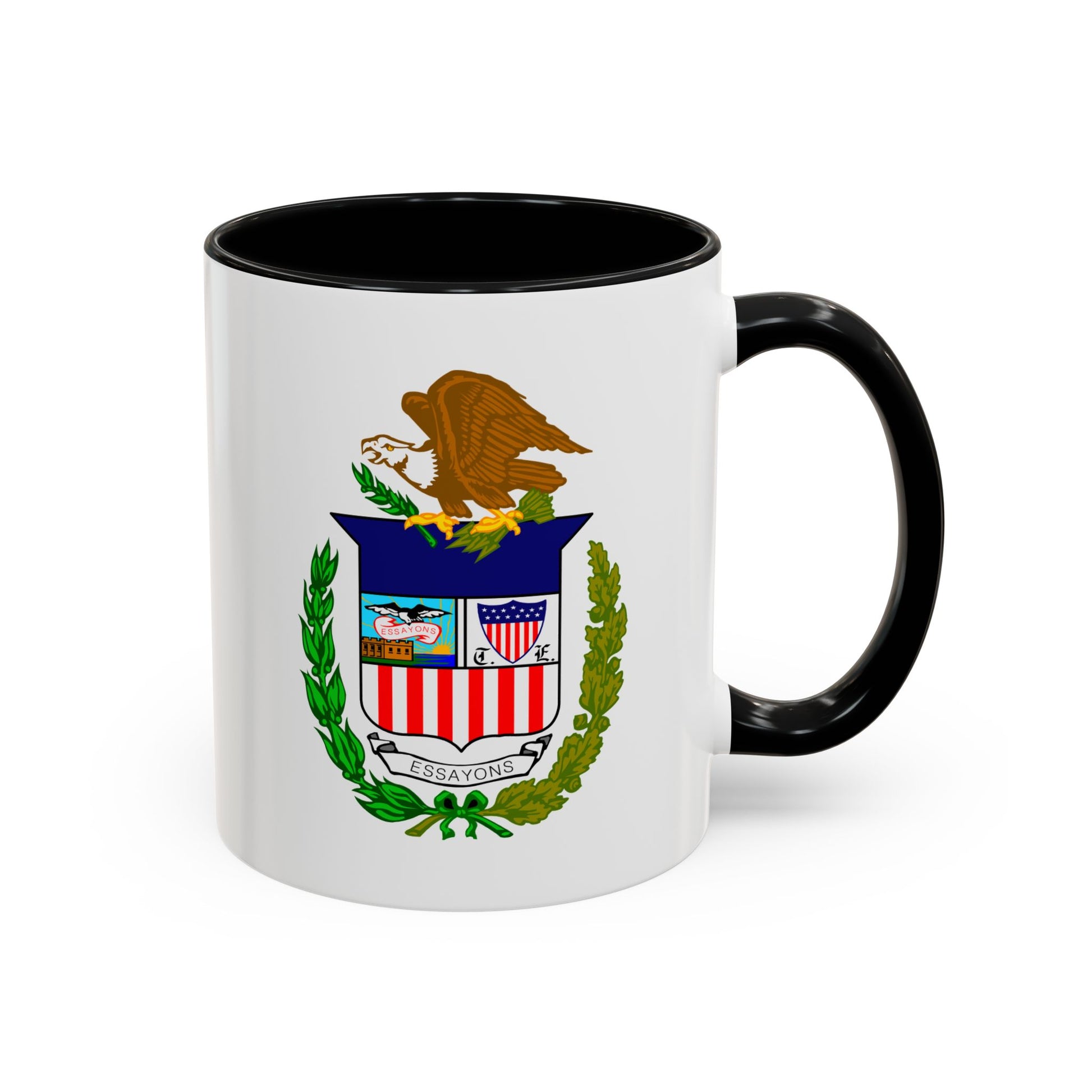 Army Corps of Engineers Coat of Arms Coffee Mug - Double Sided Print, Black Accent White Ceramic, 11oz by TheGlassyLass.com