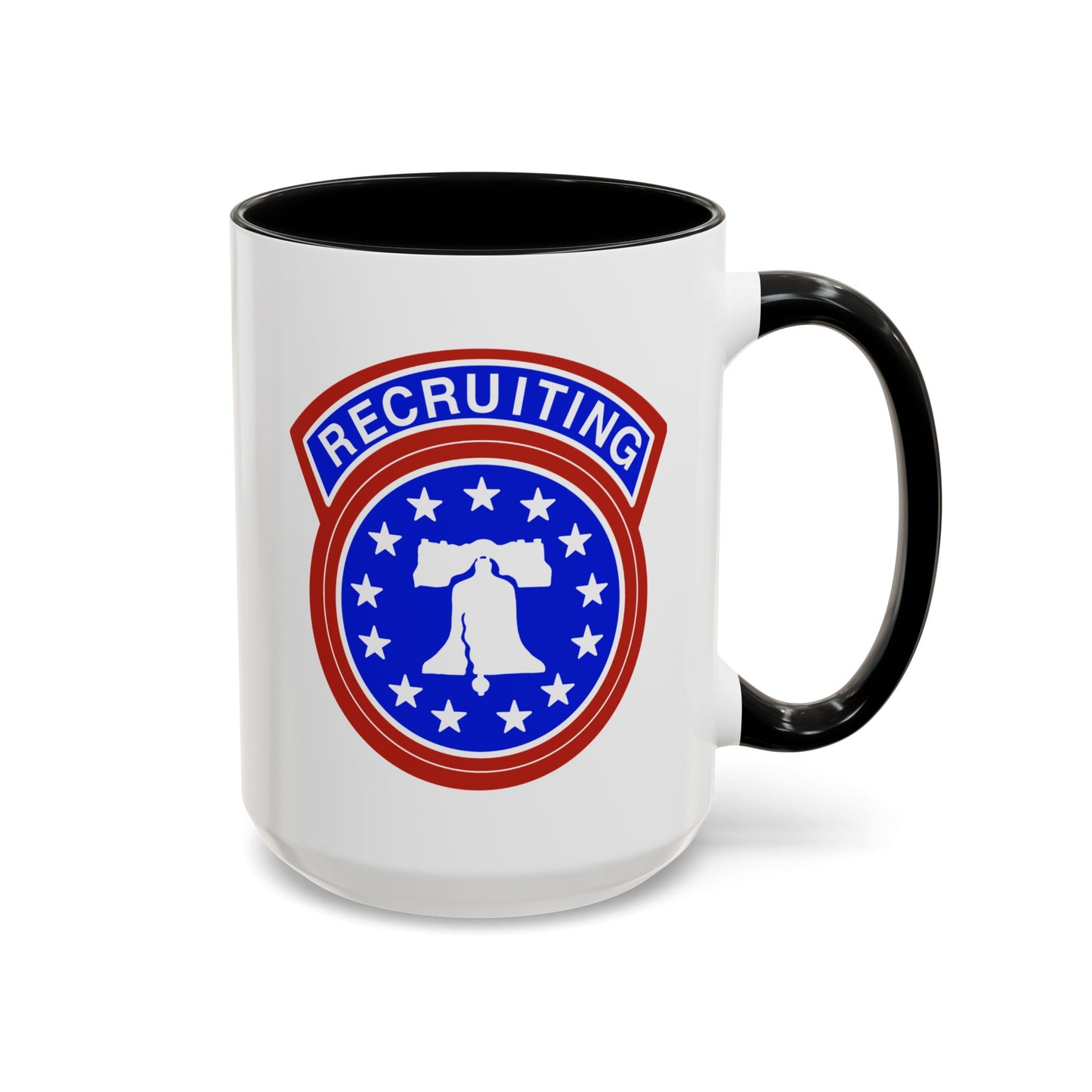 Army Recruiting Coffee Mug - Double Sided Black Accent White Ceramic 15oz - Custom Printed by TheGlassyLass.com