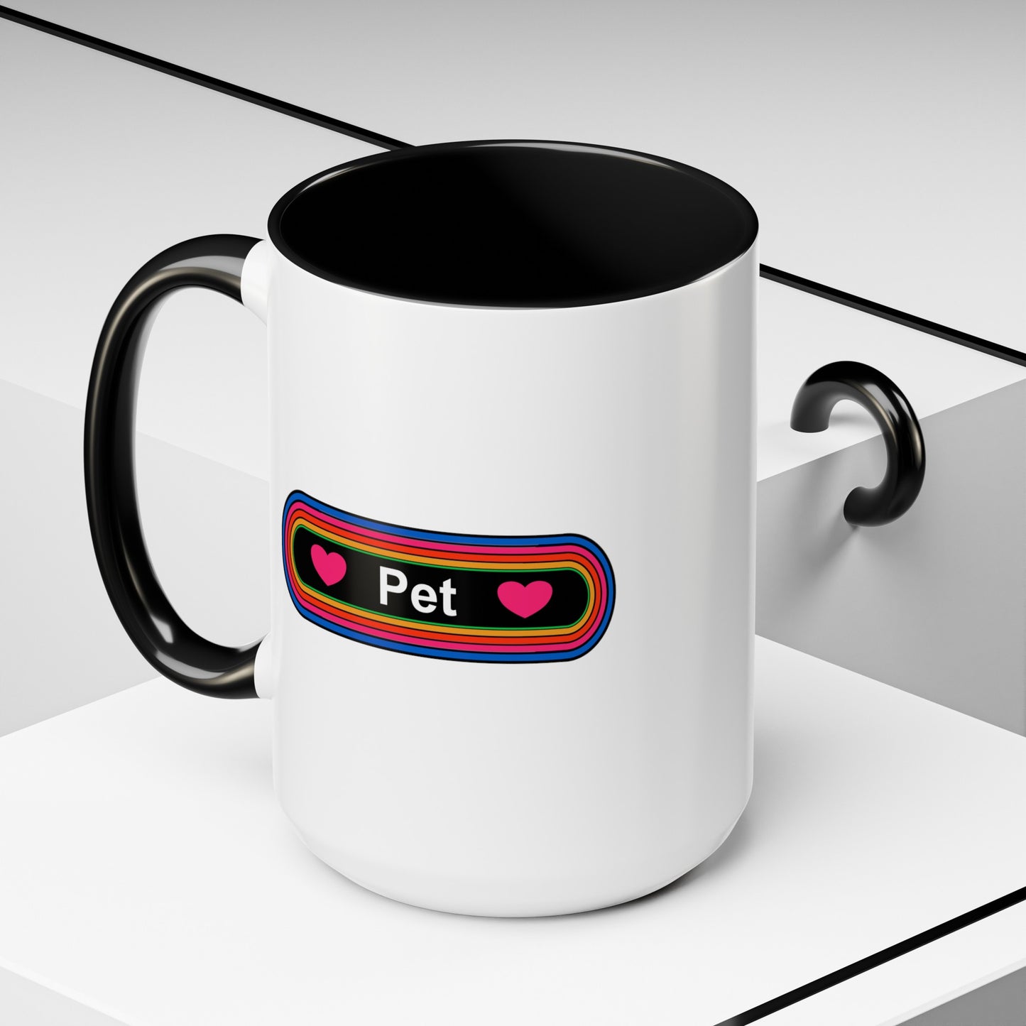 Rainbow Pet Coffee Mug - Double Sided Black Accent Ceramic 15oz - by TheGlassyLass.com