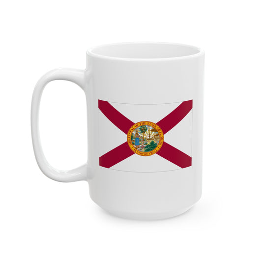 Florida State Flag - Double Sided White Ceramic Coffee Mug 15oz by TheGlassyLass.com