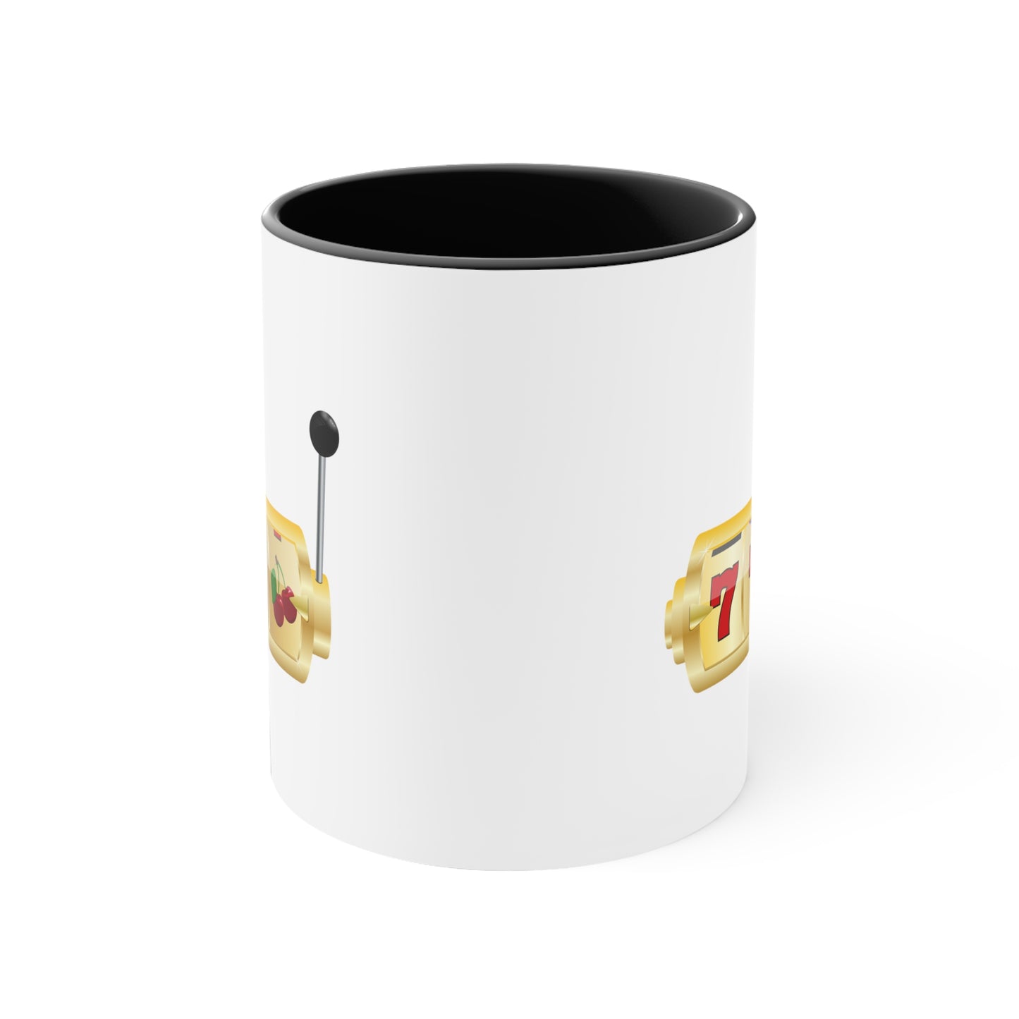 Slot Machine Coffee Mug - Double Sided Black Accent White Ceramic 11oz by TheGlassyLass.com