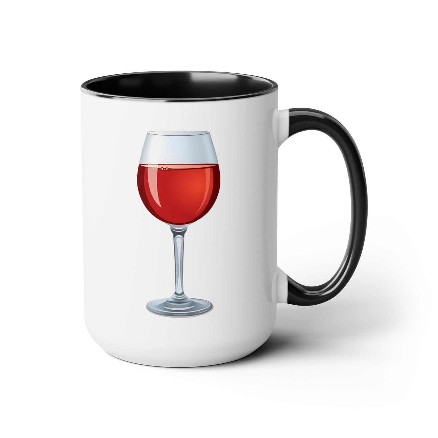 Red Wine Coffee Mugs - Double Sided Black Accent White Ceramic 15oz by TheGlassyLass.com