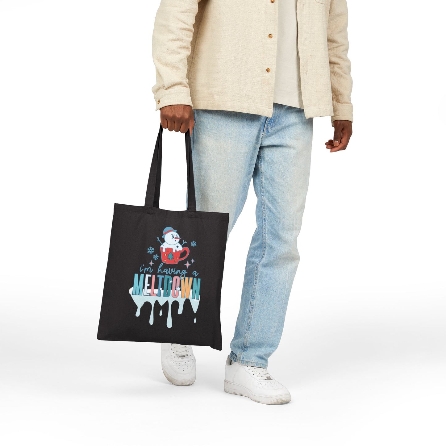 Having a Meltdown Snowman Christmas Tote Bag - Heavyweight 100% Cotton Canvas by TheGlassyLass.com
