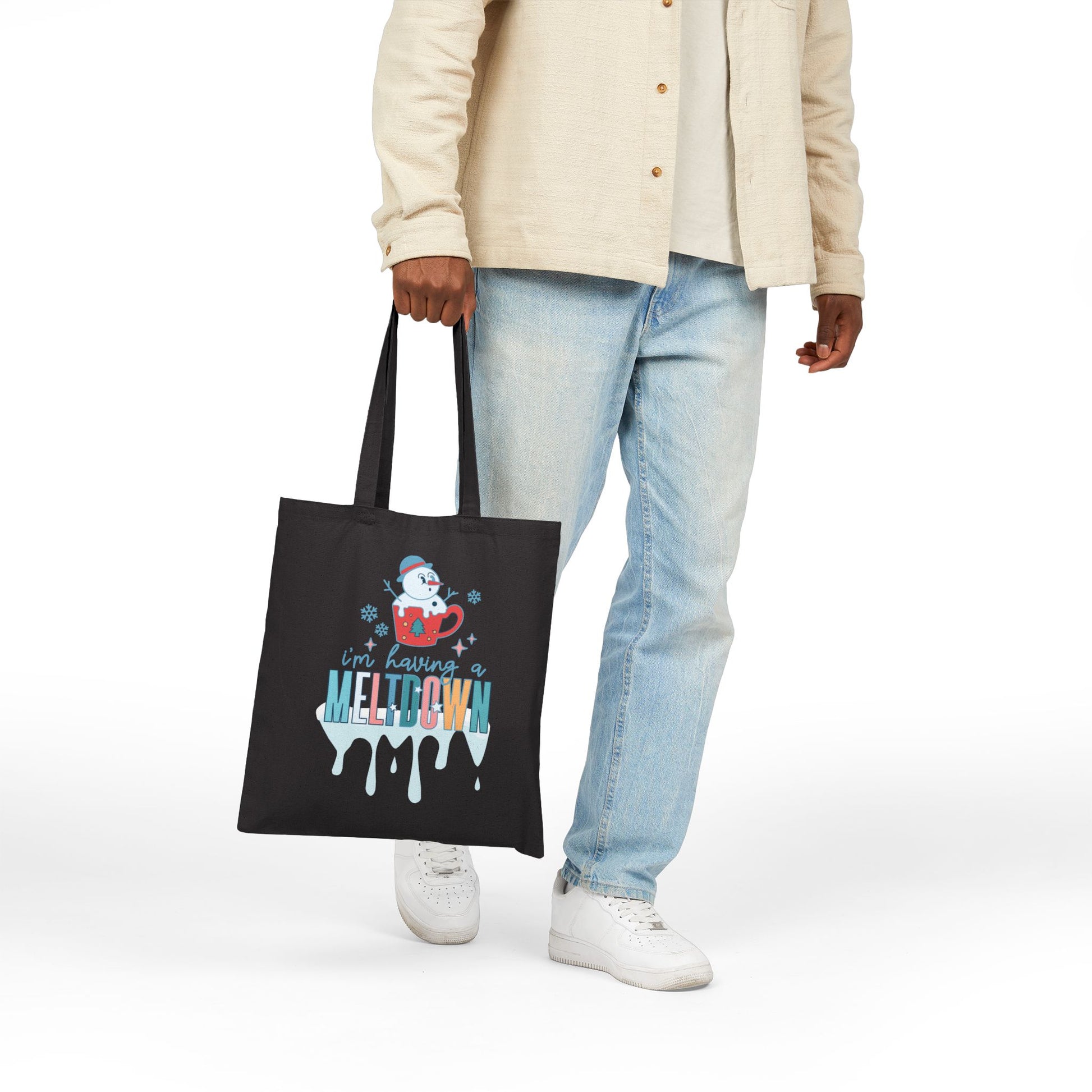 Having a Meltdown Snowman Christmas Tote Bag - Heavyweight 100% Cotton Canvas by TheGlassyLass.com