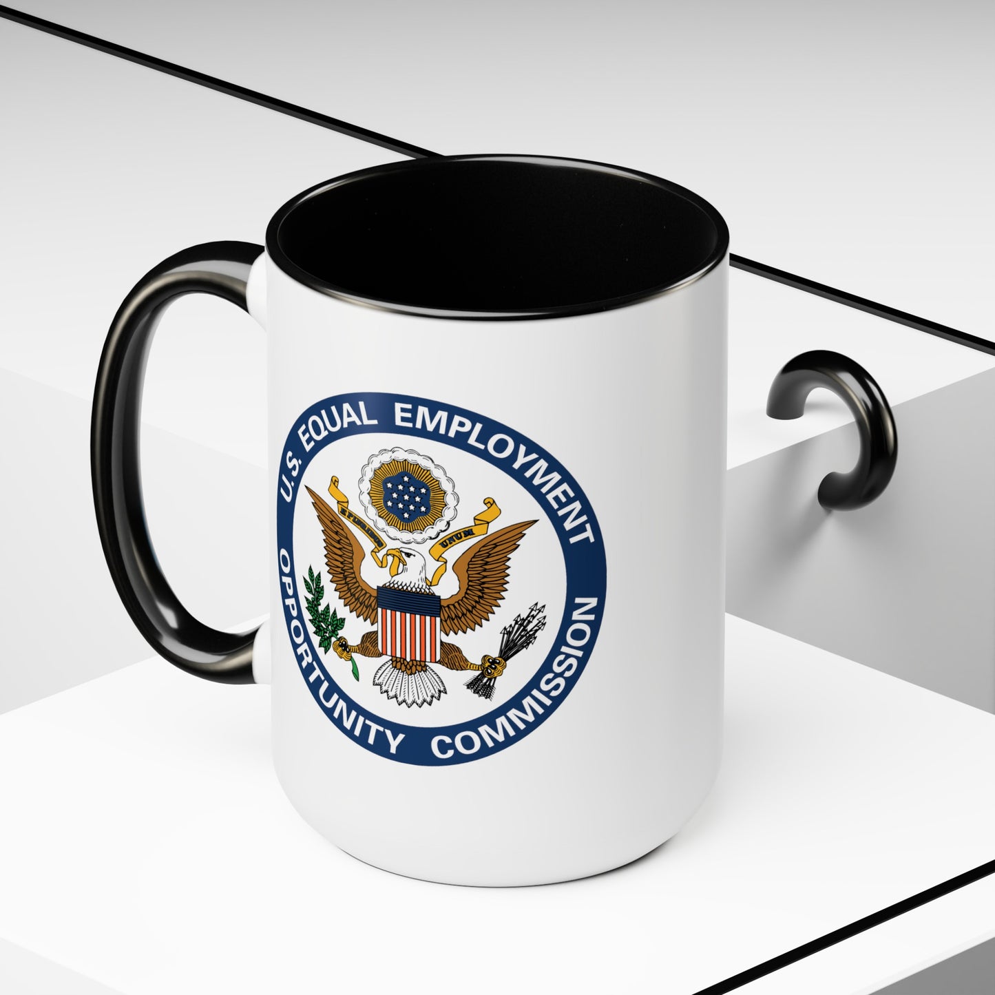 US EEOC Coffee Mug - Double Sided Black Accent White Ceramic 15oz by TheGlassyLass.com