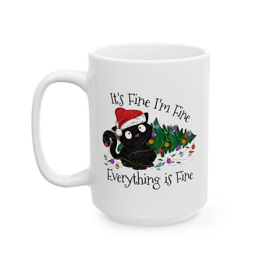 Everything is Fine Coffee Mug - Double Sided White Ceramic 15oz by TheGlassyLass.com