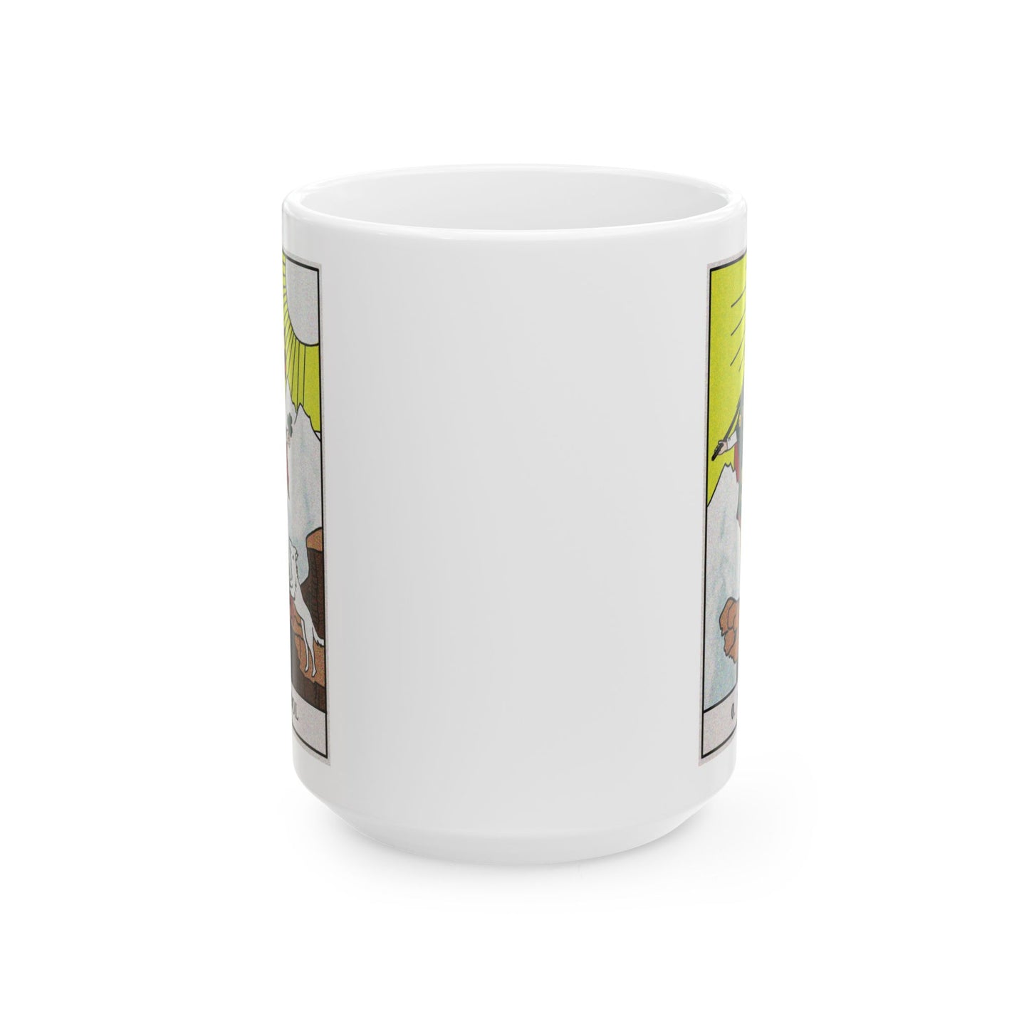 The Fool Tarot Card Coffee Mug - Double Sided White Ceramic 15oz by TheGlassyLass.com