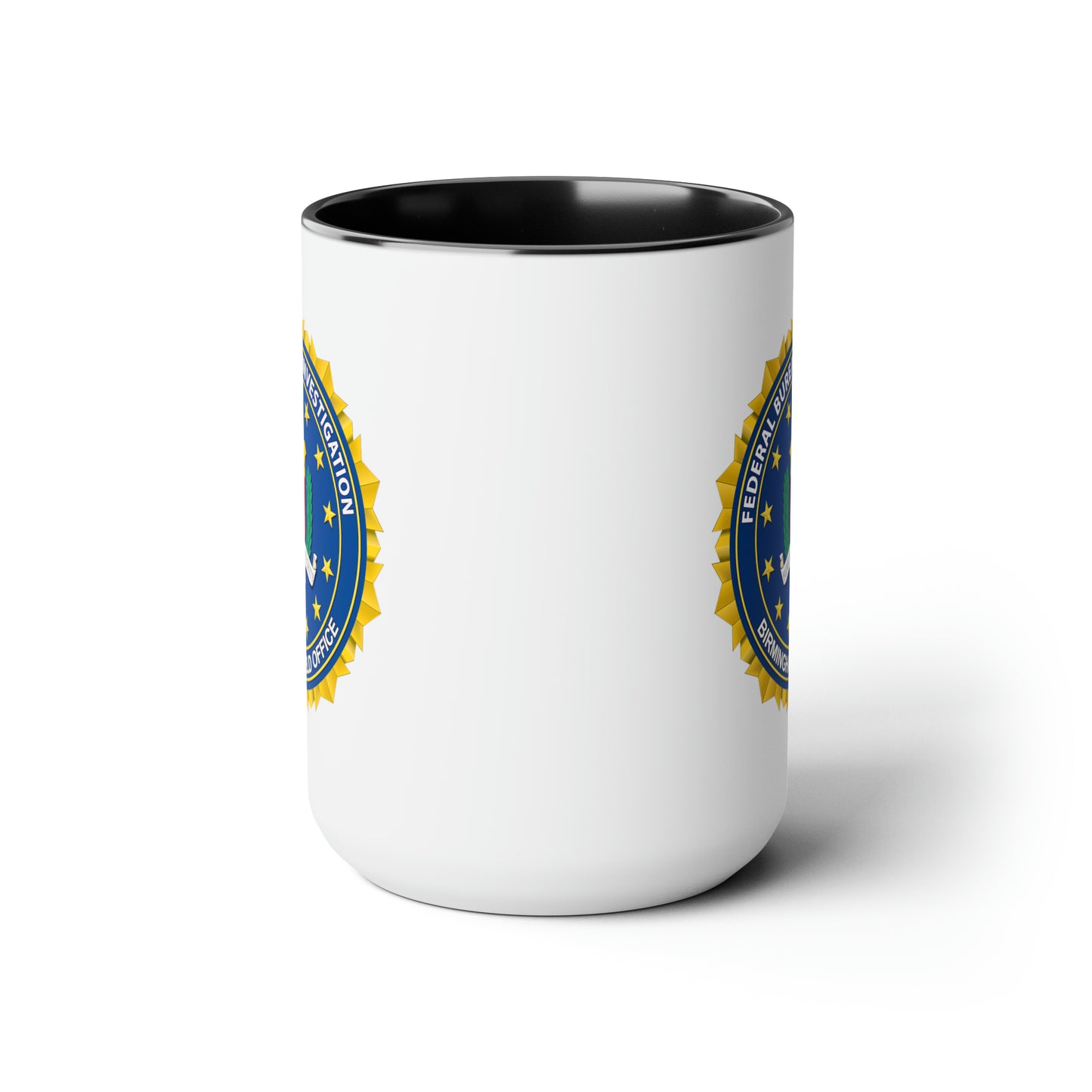 The FBI Birmingham Field Office Coffee Mug - Double Sided Black Accent Ceramic 15oz by TheGlassyLass.com