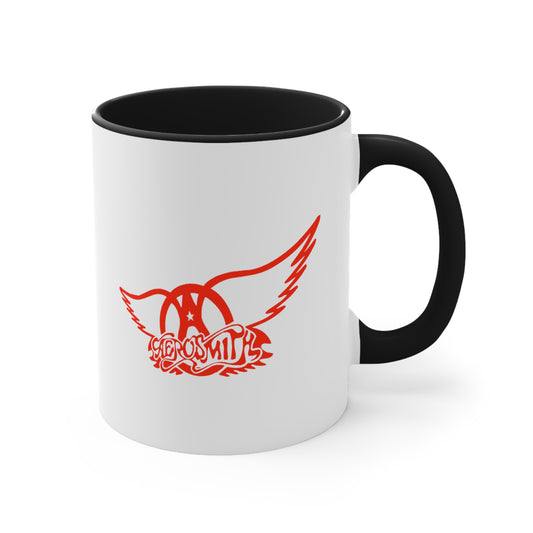 Aerosmith Coffee Mug - Double Sided Black Accent White Ceramic 11oz by TheGlassyLass
