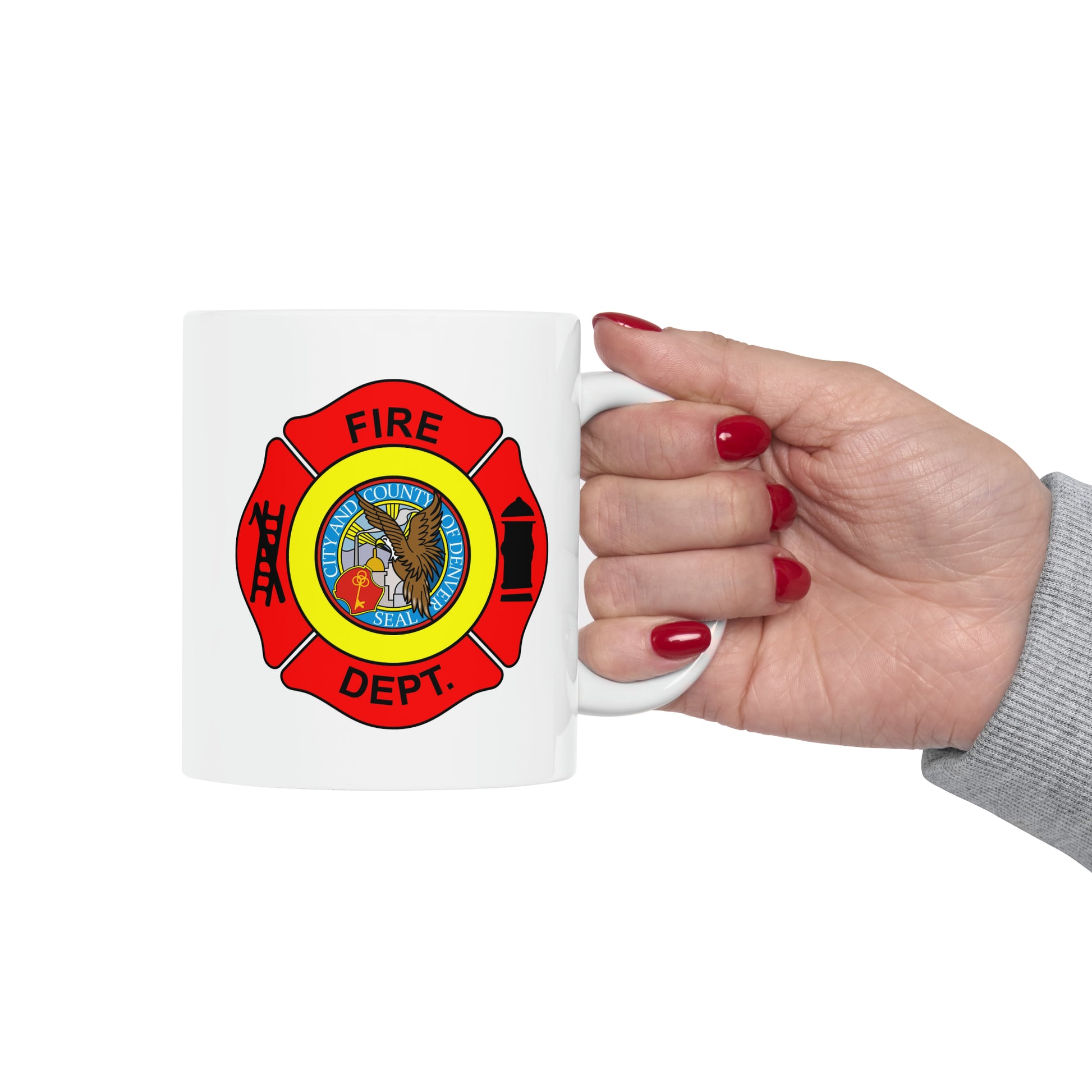 Denver Fire Department Coffee Mug - Double Sided White Ceramic 11oz by TheGlassyLass.com