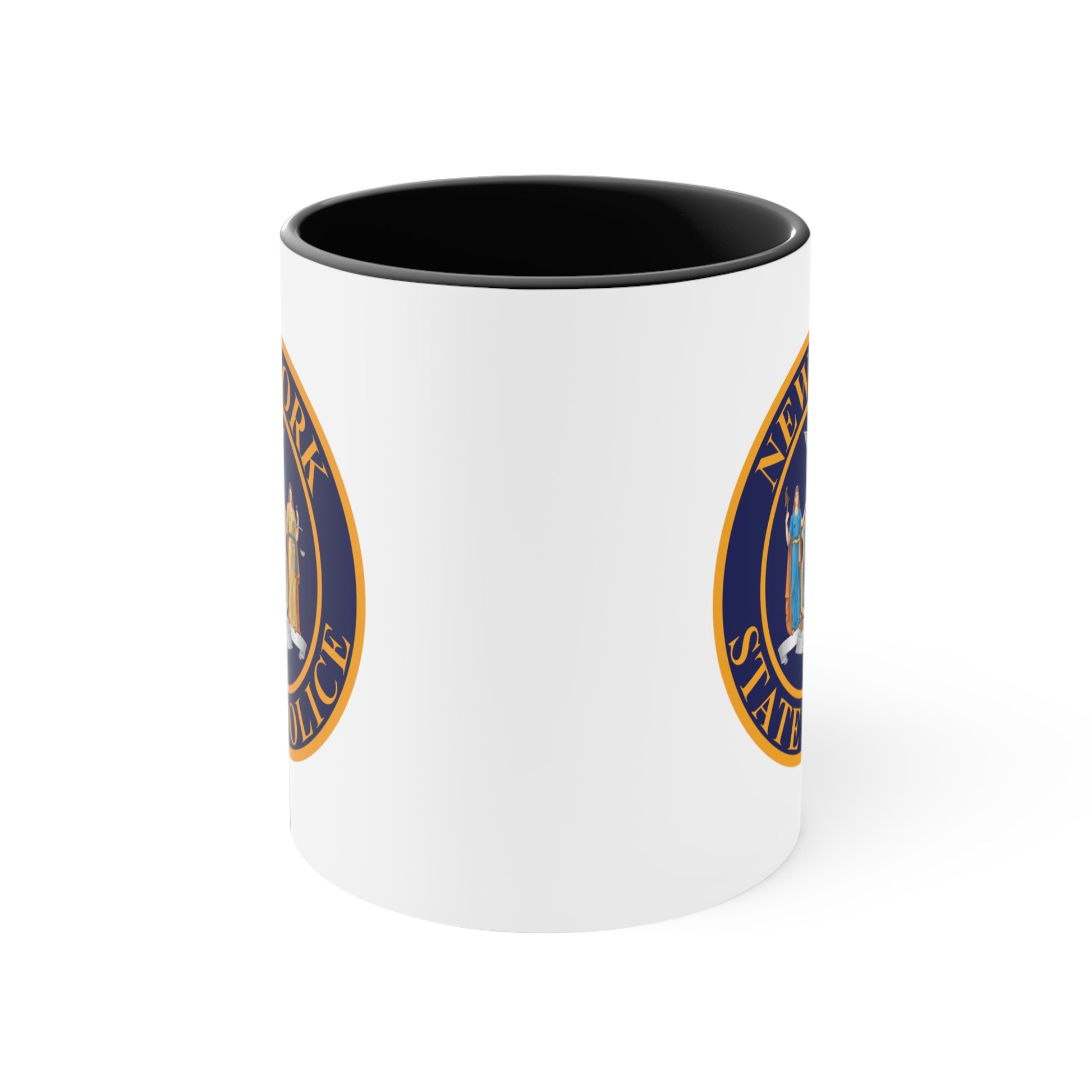 New York State Police Coffee Mug - Double Sided Black Accent White Ceramic 11oz by TheGlassyLass