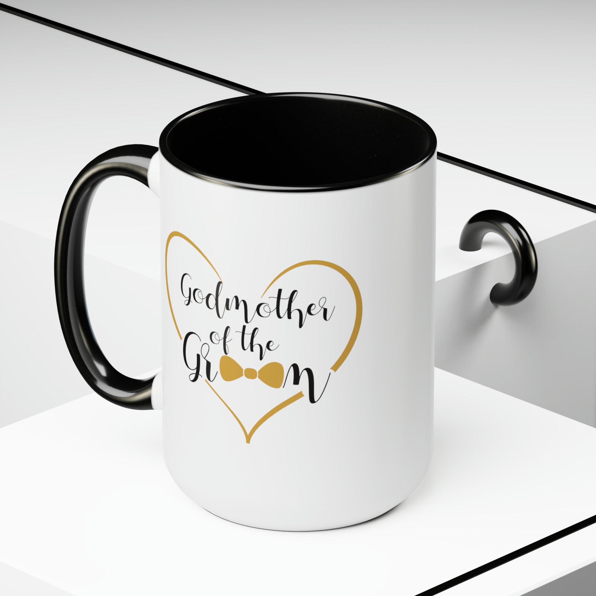 Godmother of the Groom Coffee Mug - Double Sided Black Accent Ceramic 15oz by TheGlassyLass.com