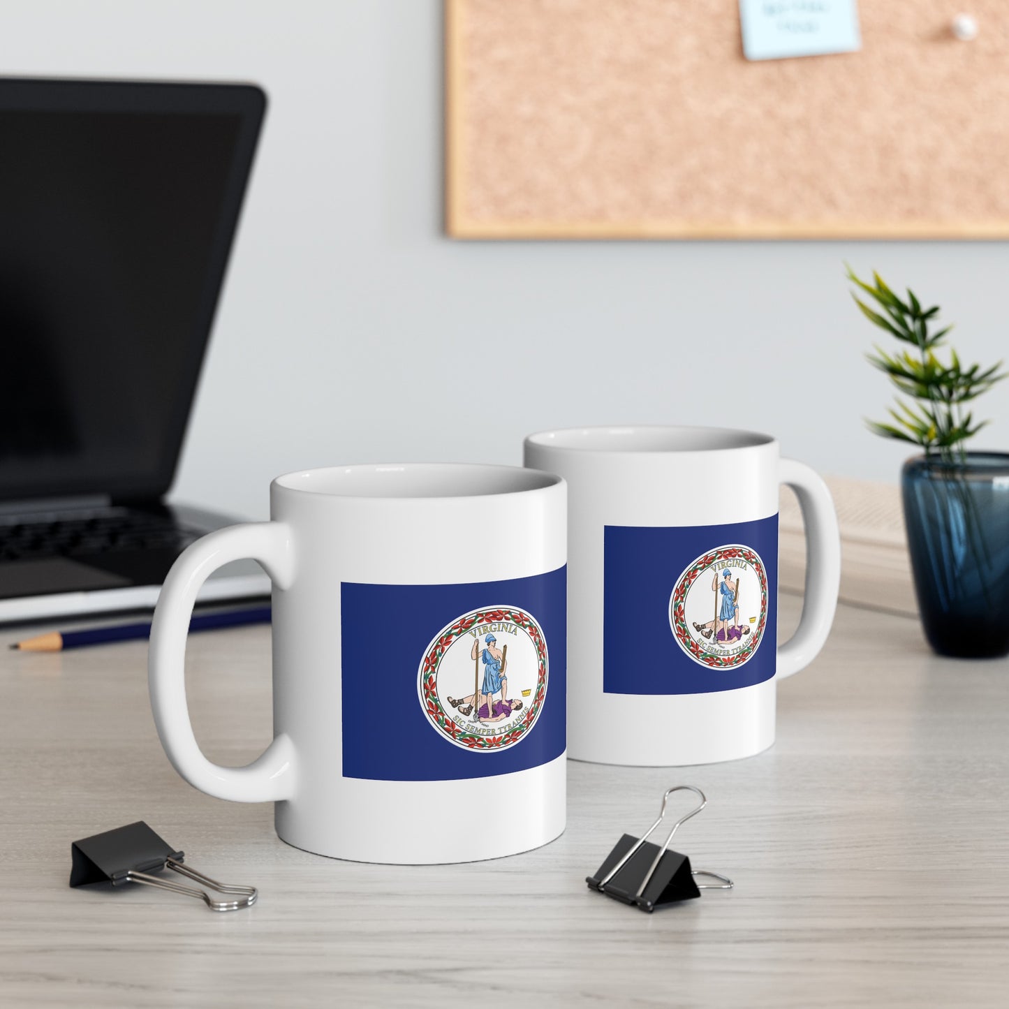 Commonwealth of Virginia State Flag - Double Sided White Ceramic Coffee Mug 11oz by TheGlassyLass.com