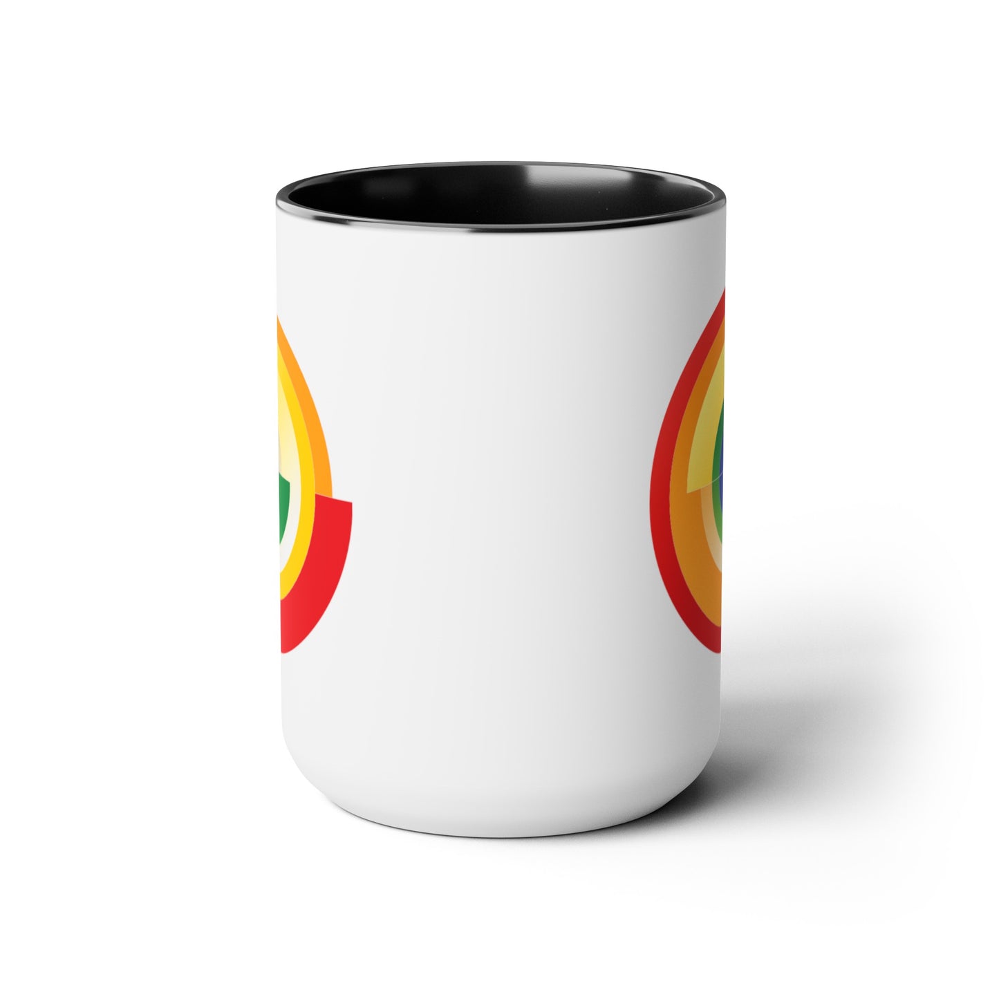 Rainbow Pride Flag Coffee Mug - Double Sided Black Accent White Ceramic 15oz by TheGlassyLass.com