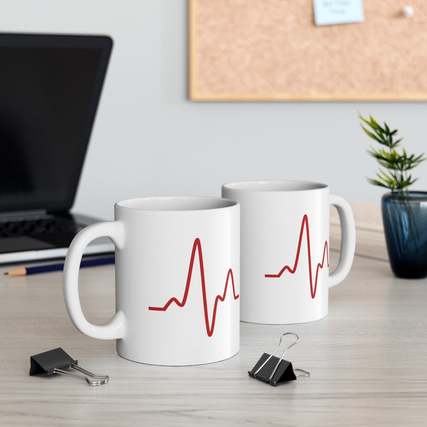 Sine Wave Coffee Mug - Double Sided White Ceramic 11oz by TheGlassyLass.com