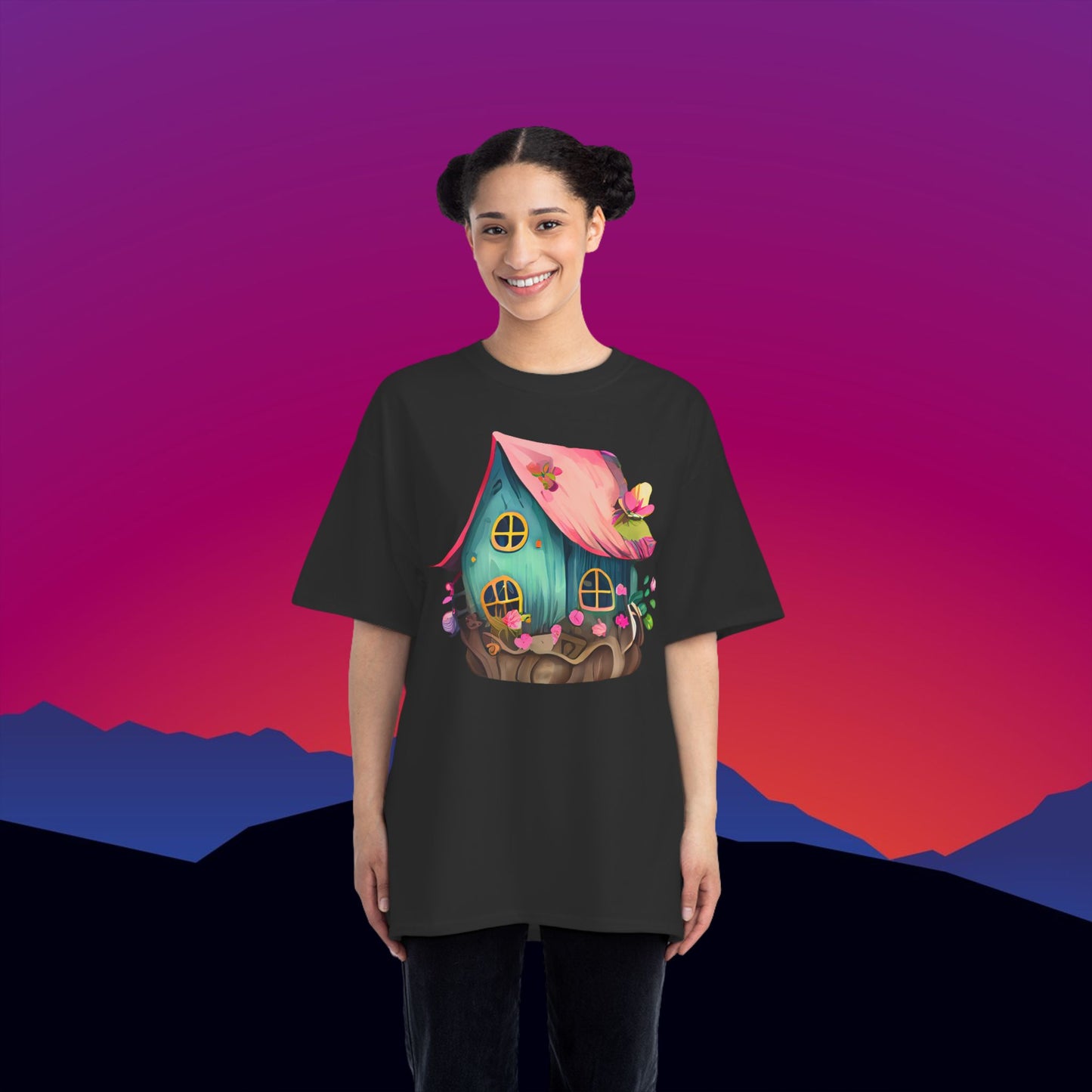 Fairy House T-Shirt: (Hanes Beefy-T 100% Preshrunk Cotton Custom Printed by TheGlassyLass.com