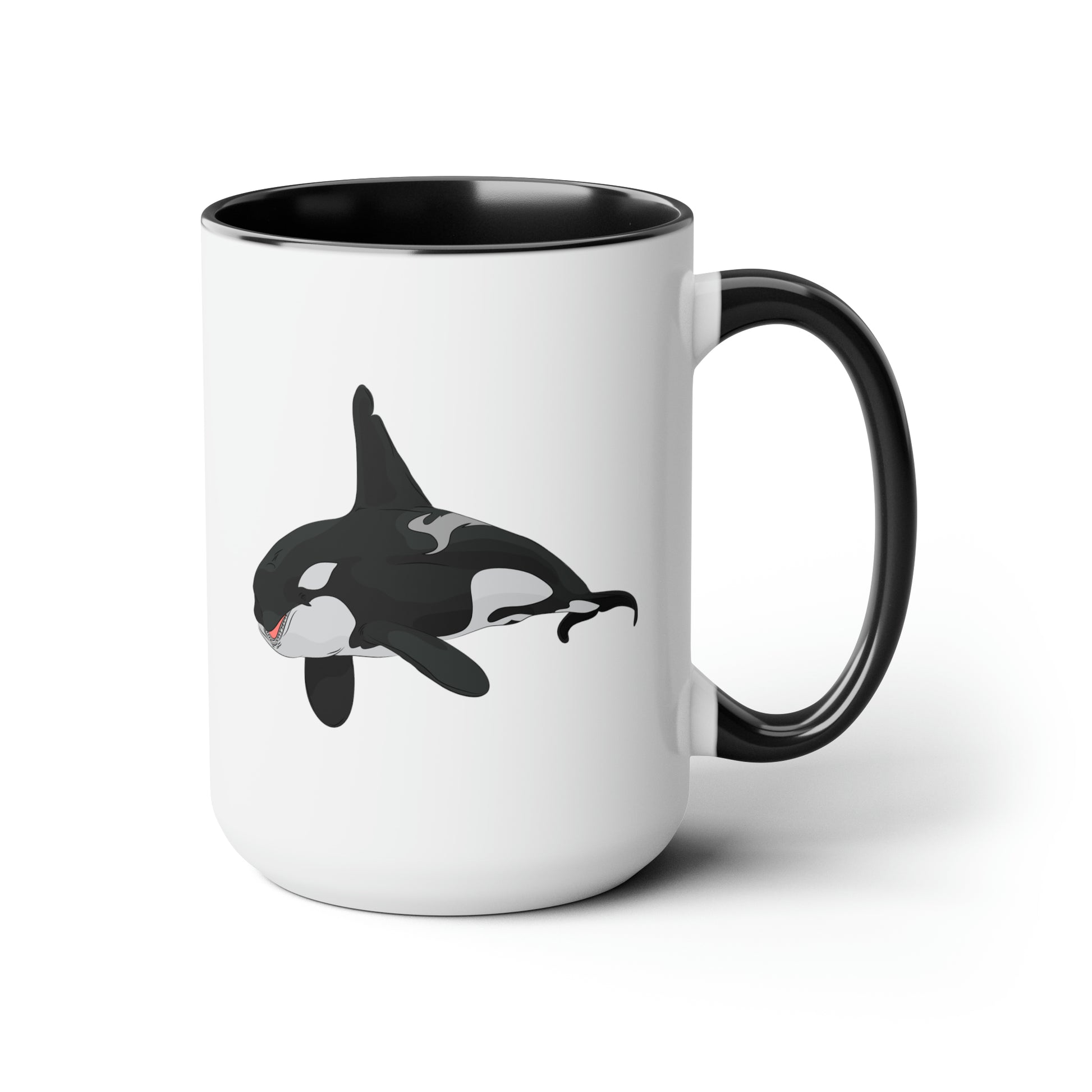 Orca Killer Whale Coffee Mugs - Double Sided Black Accent White Ceramic 15oz by TheGlassyLass.com