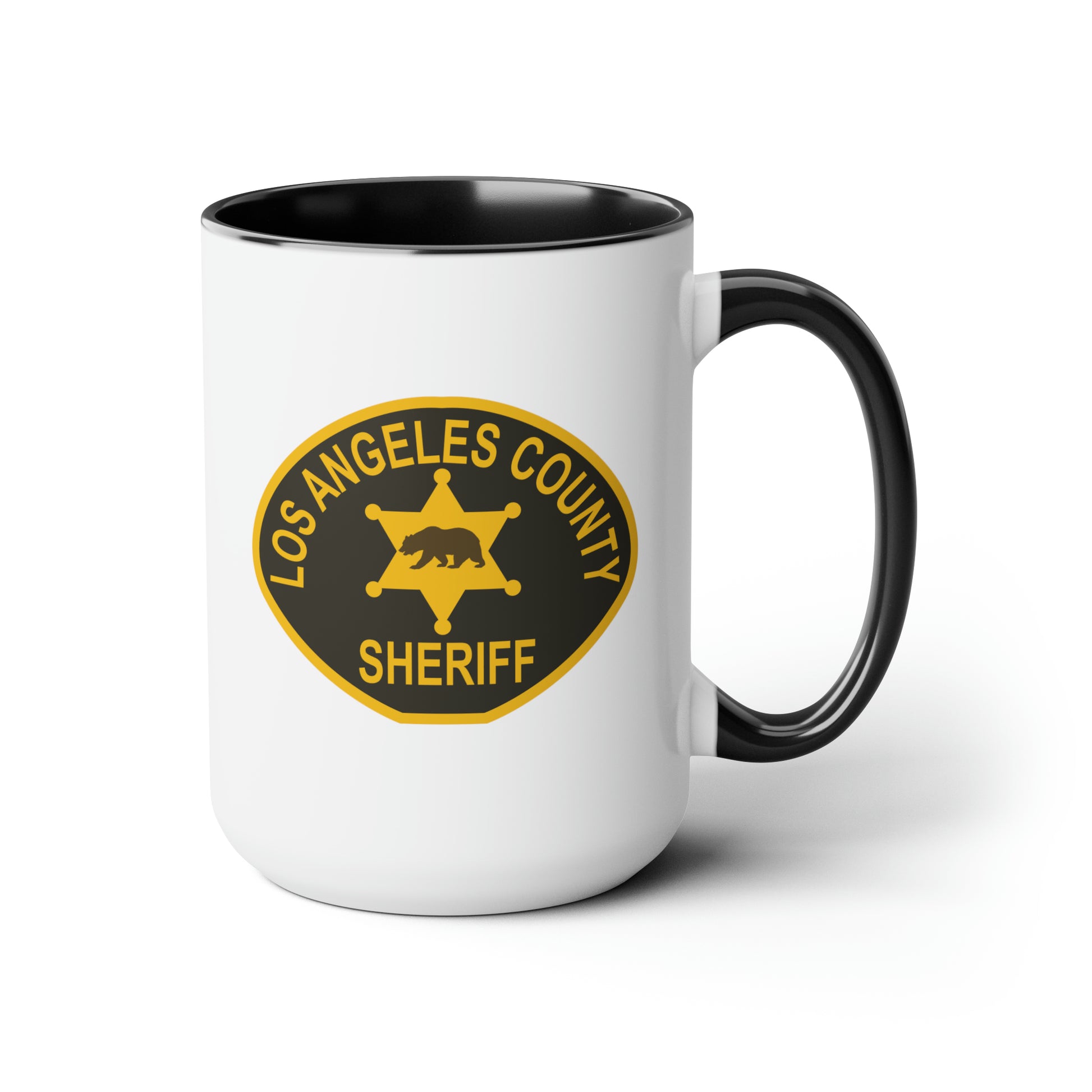 Los Angeles County Sheriff Coffee Mug - Double Sided Black Accent White Ceramic 15oz by TheGlassyLass