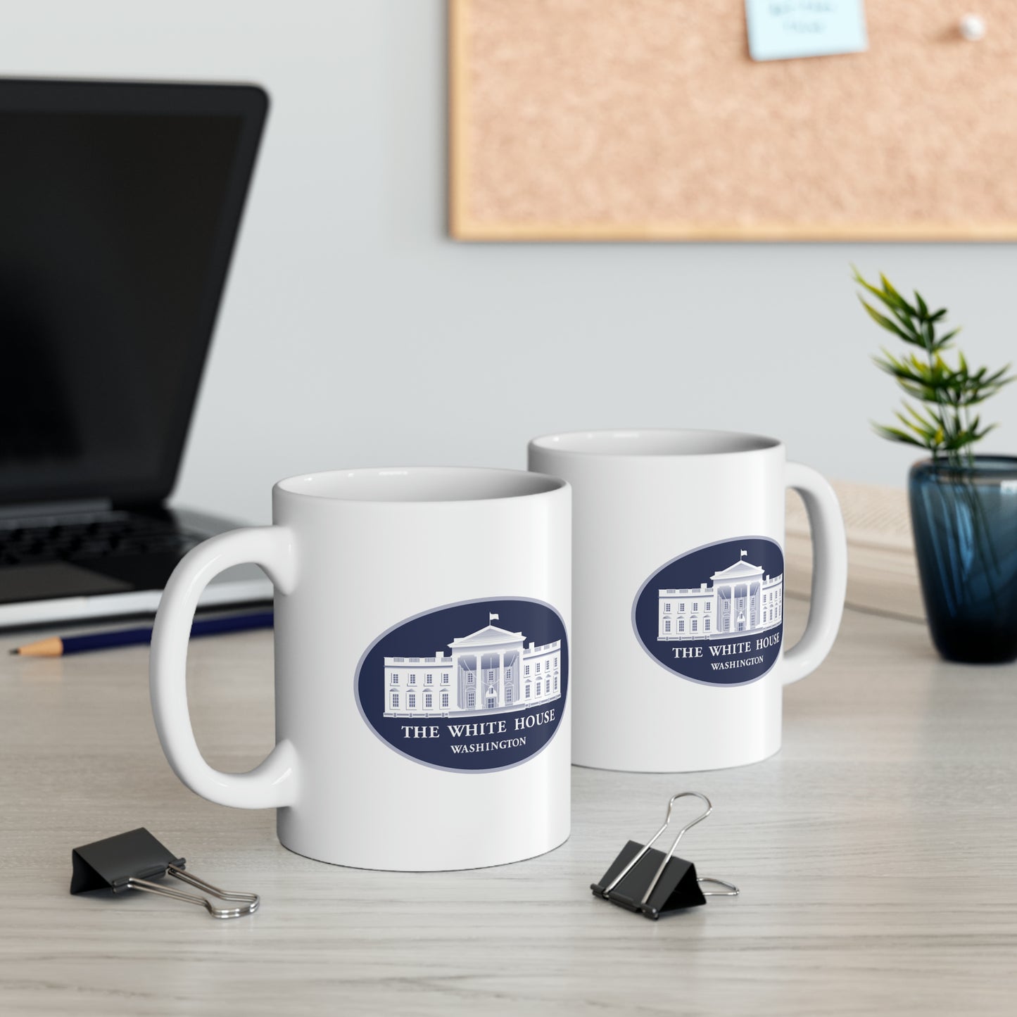 The White House Coffee Mug - Double Sided White Ceramic 11oz by TheGlassyLass.com