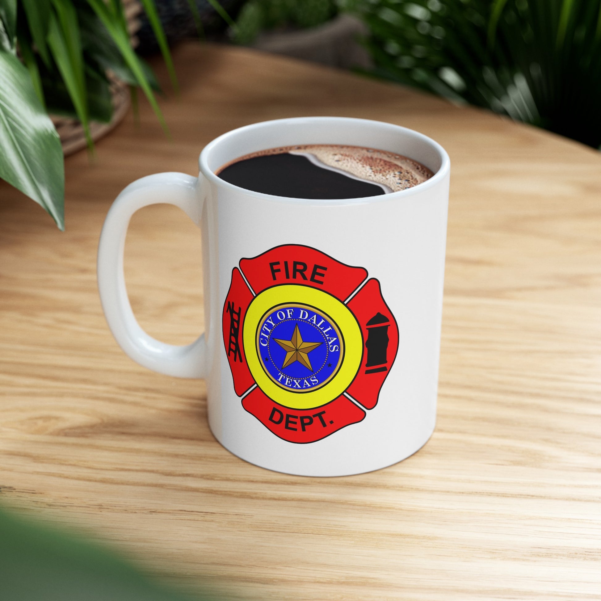 Dallas Fire Department Coffee Mug - Double Sided Print White Ceramic 11oz by TheGlassyLass.com