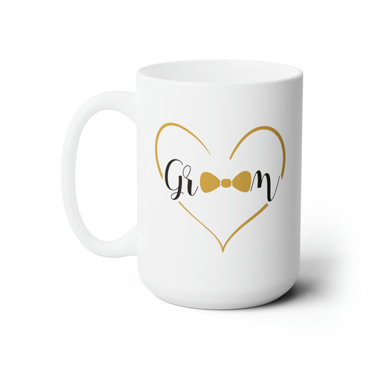 Groom Coffee Mug - Double Sided White Ceramic 15oz - by TheGlassyLass.com