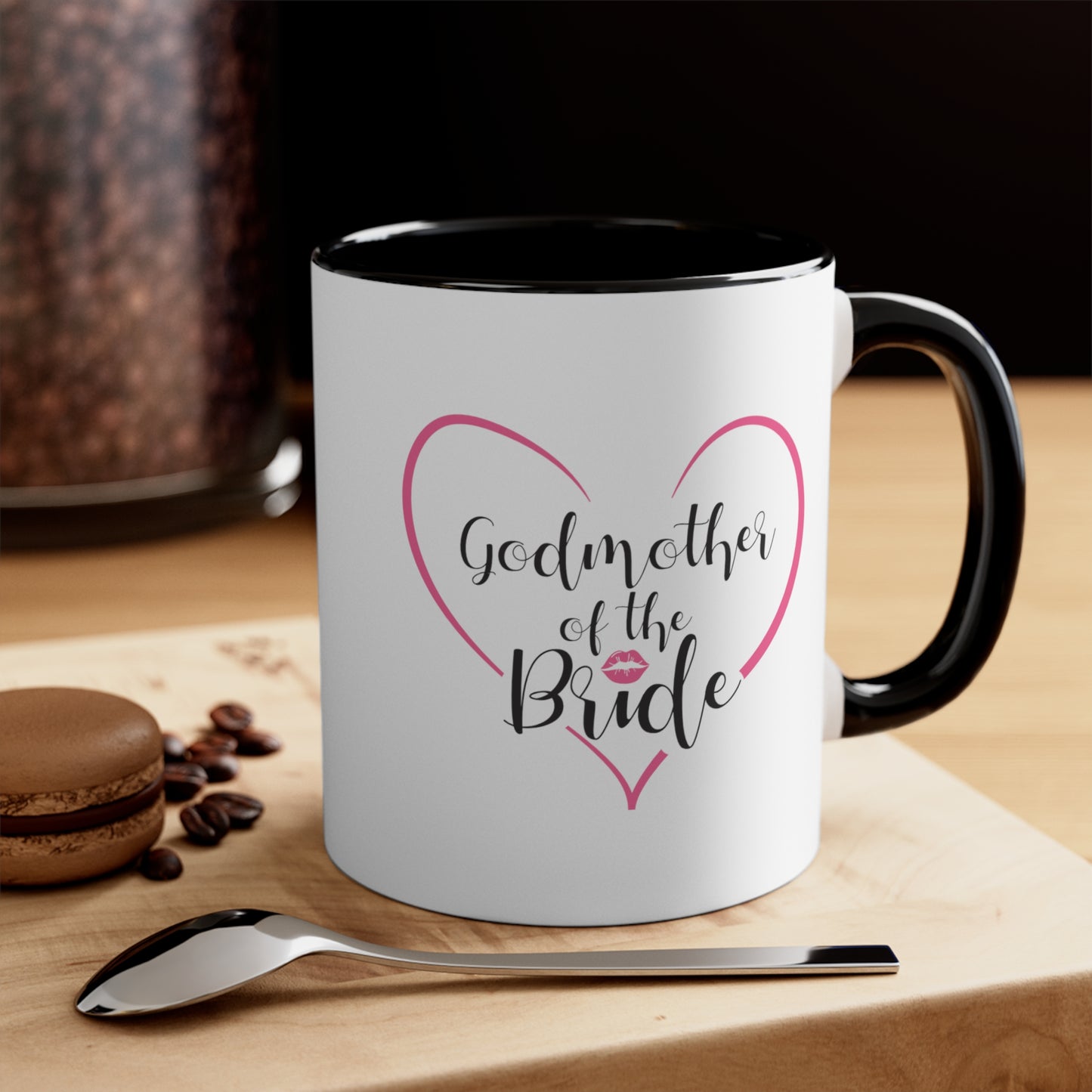 Godmother of the Bride Coffee Mug - Double Sided Black Accent Ceramic 11oz by TheGlassyLass.com