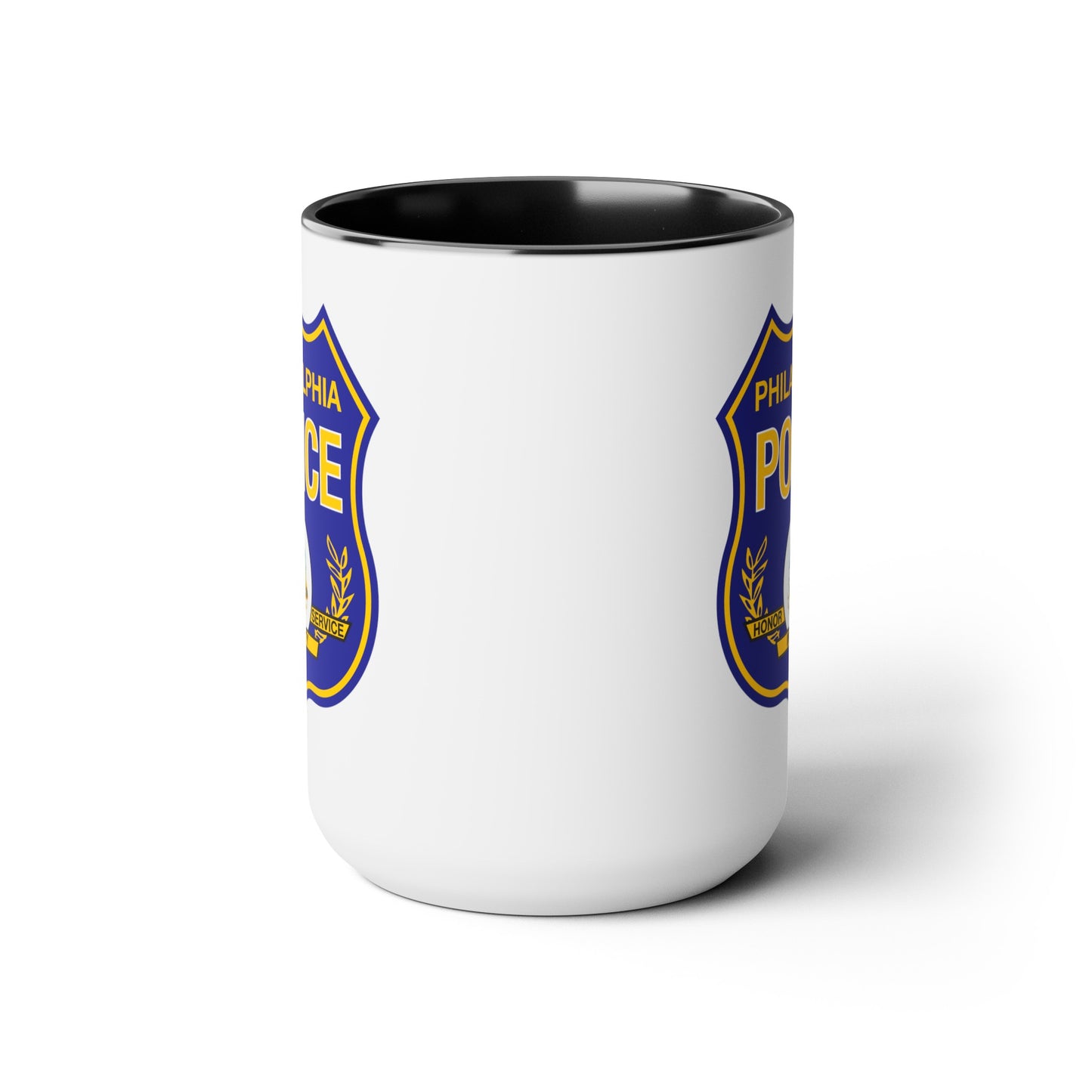 Philadelphia Police Coffee Mug - Double Sided Black Accent White Ceramic 15oz by TheGlassyLass.com