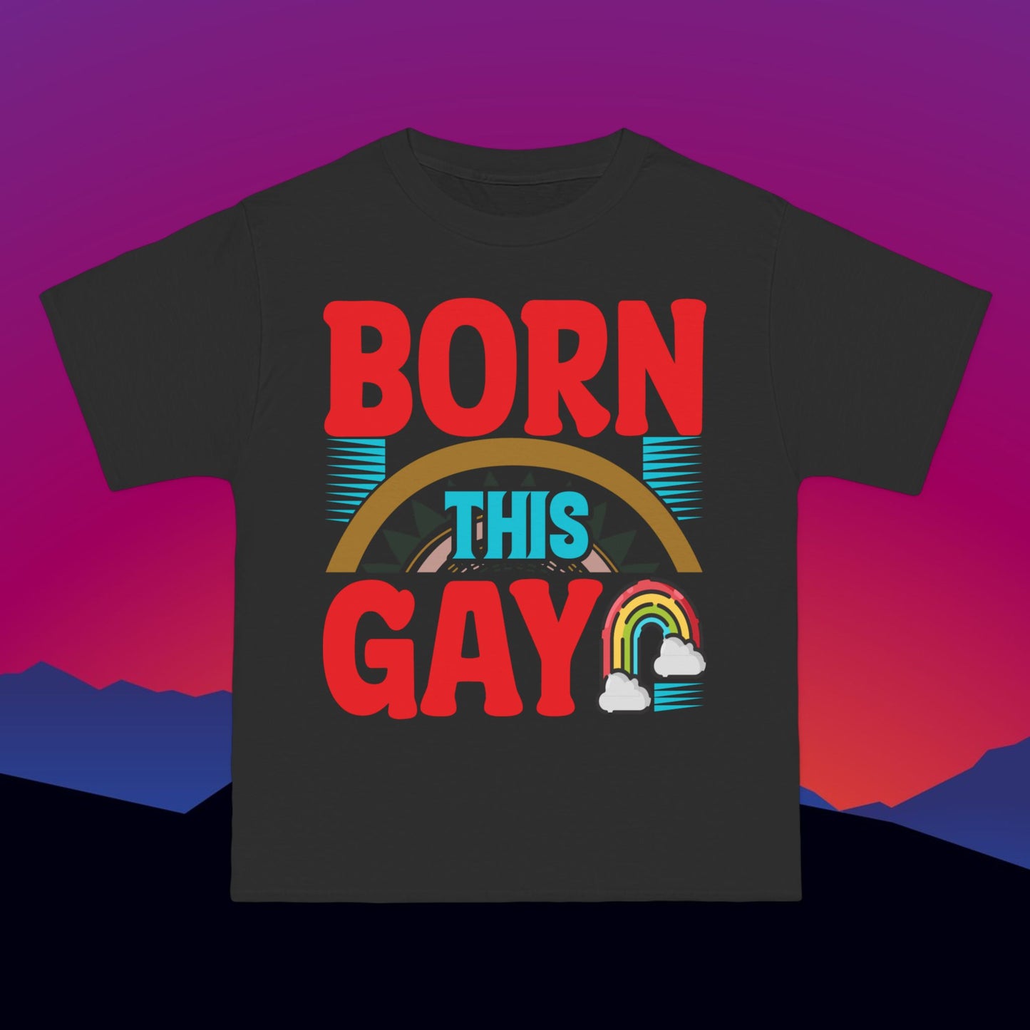 Born This Gay T-Shirt: (Hanes Beefy-T 100% Preshrunk Cotton) Custom Printed by TheGlassyLass.com