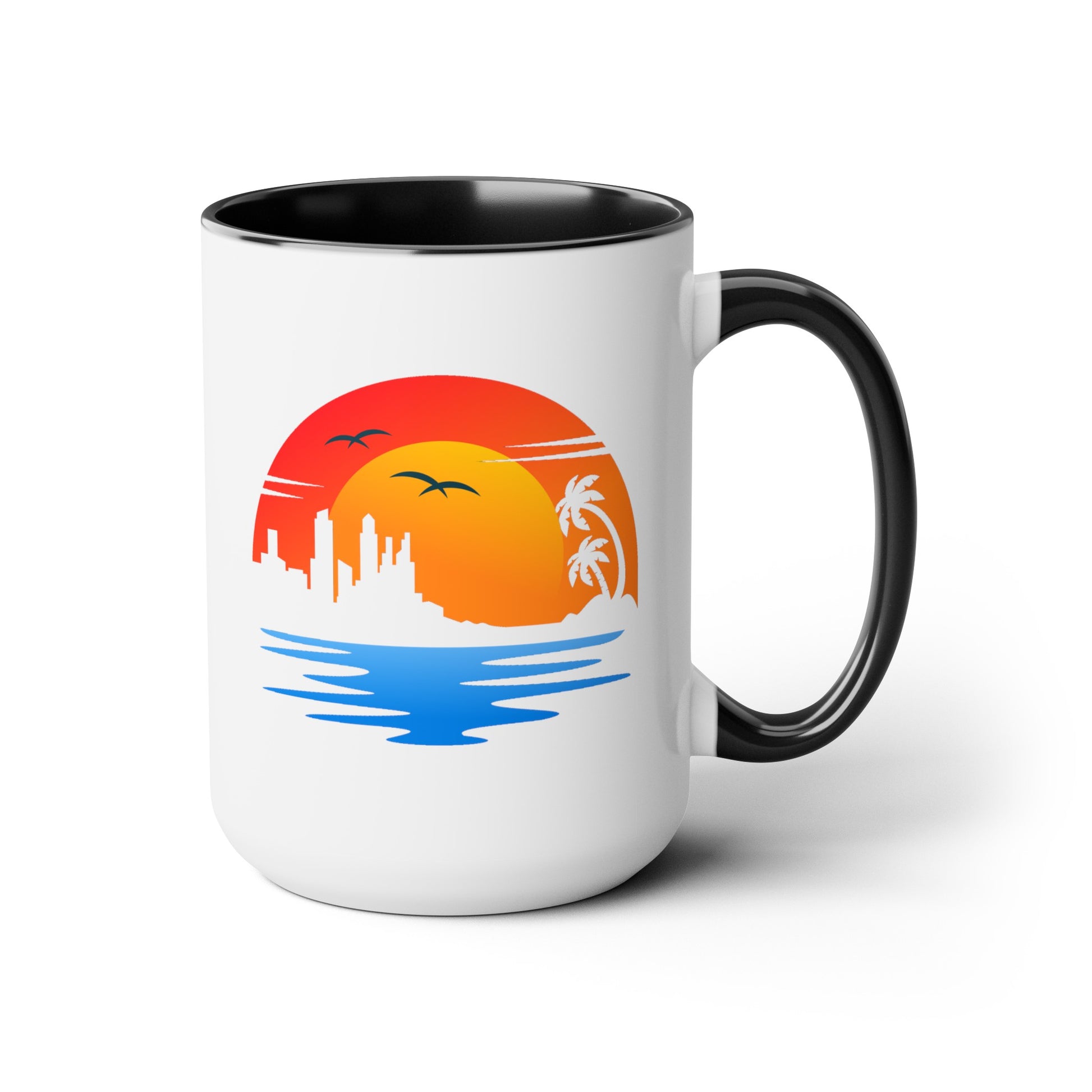 Life's a Beach Coffee Mug - Double Sided Black Accent White Ceramic 15oz by TheGlassyLass.com