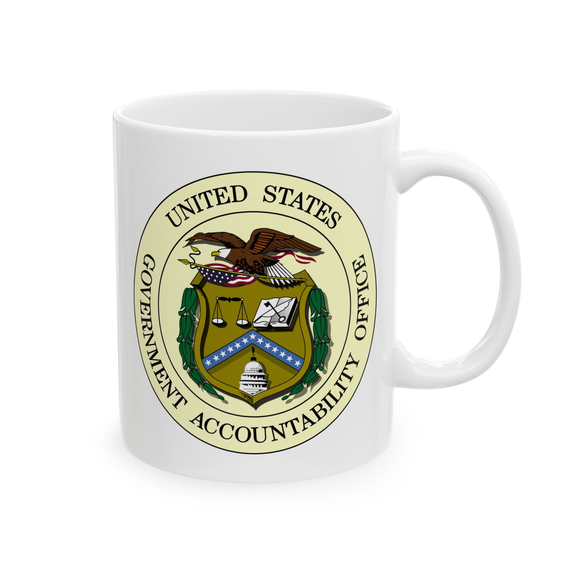United States Government Accountability Seal Coffee Mug - Double Sided Print, White Ceramic, 11oz by TheGlassyLass.com