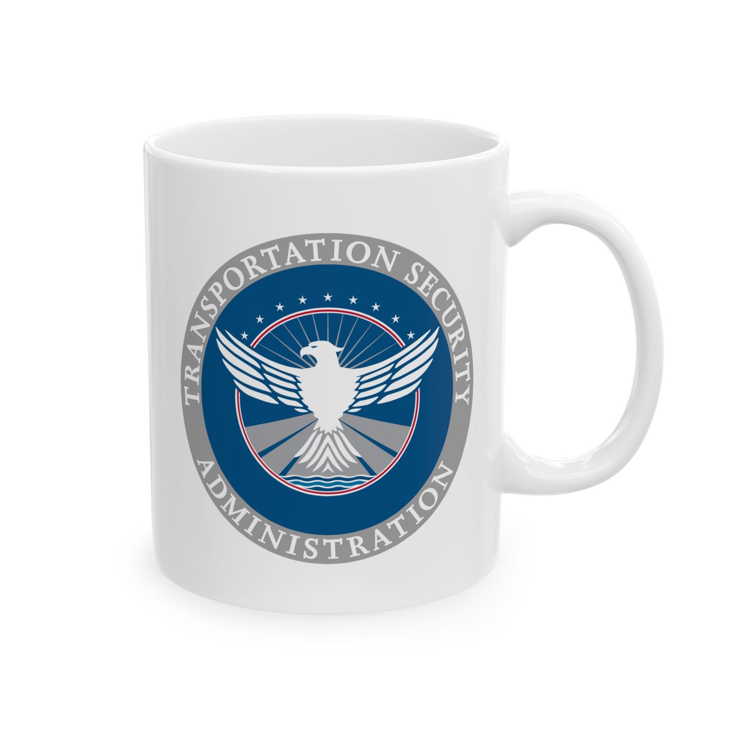 Transportation Security Administration Coffee Mug - Double Sided Print, White Ceramic, 11oz by TheGlassyLass.com