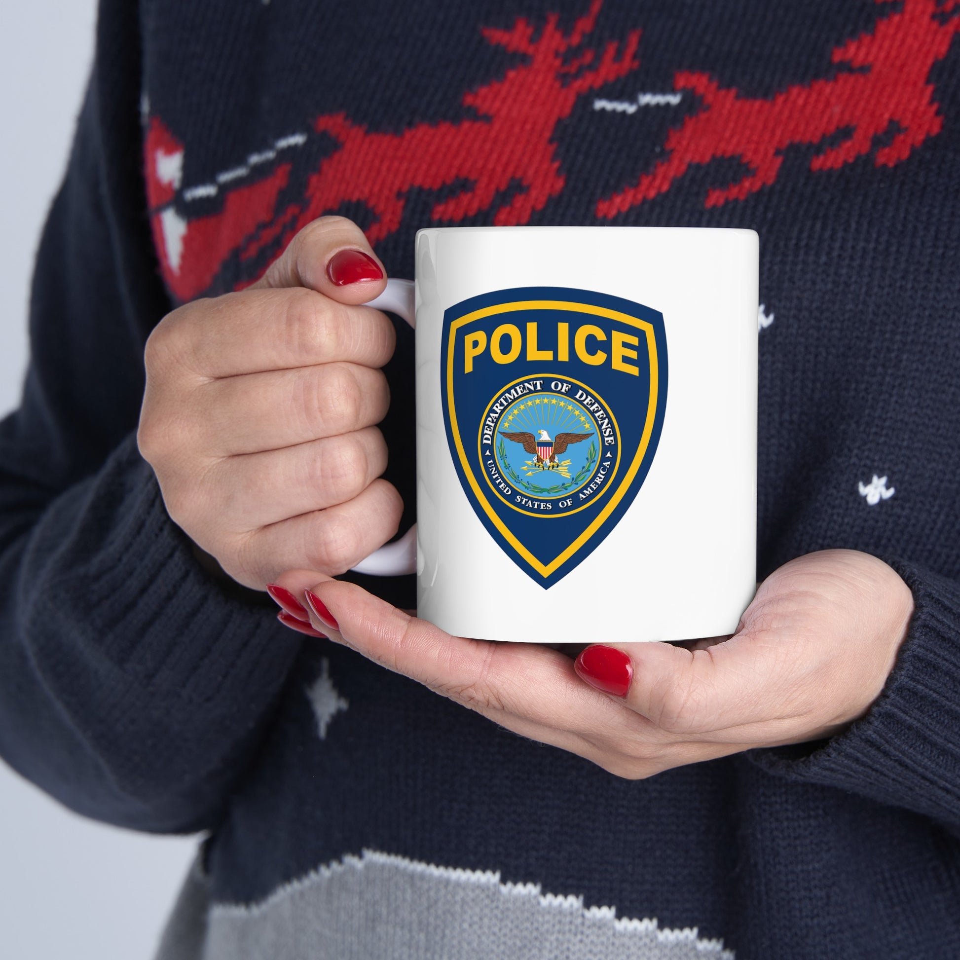 DOD Police Coffee Mug - Double Sided White Ceramic 11oz by TheGlassyLass.com