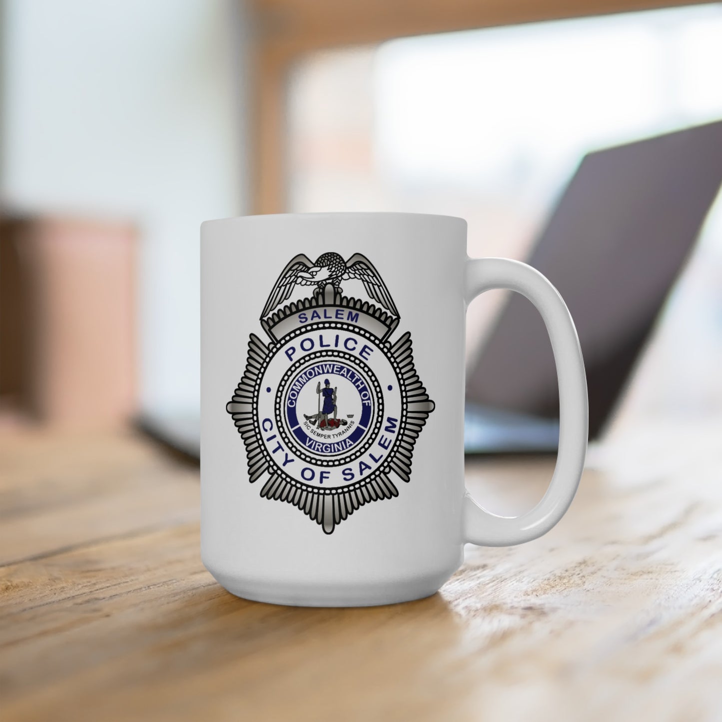 Salem Police Coffee Mug - Double Sided White Ceramic 15oz by TheGlassyLass.com