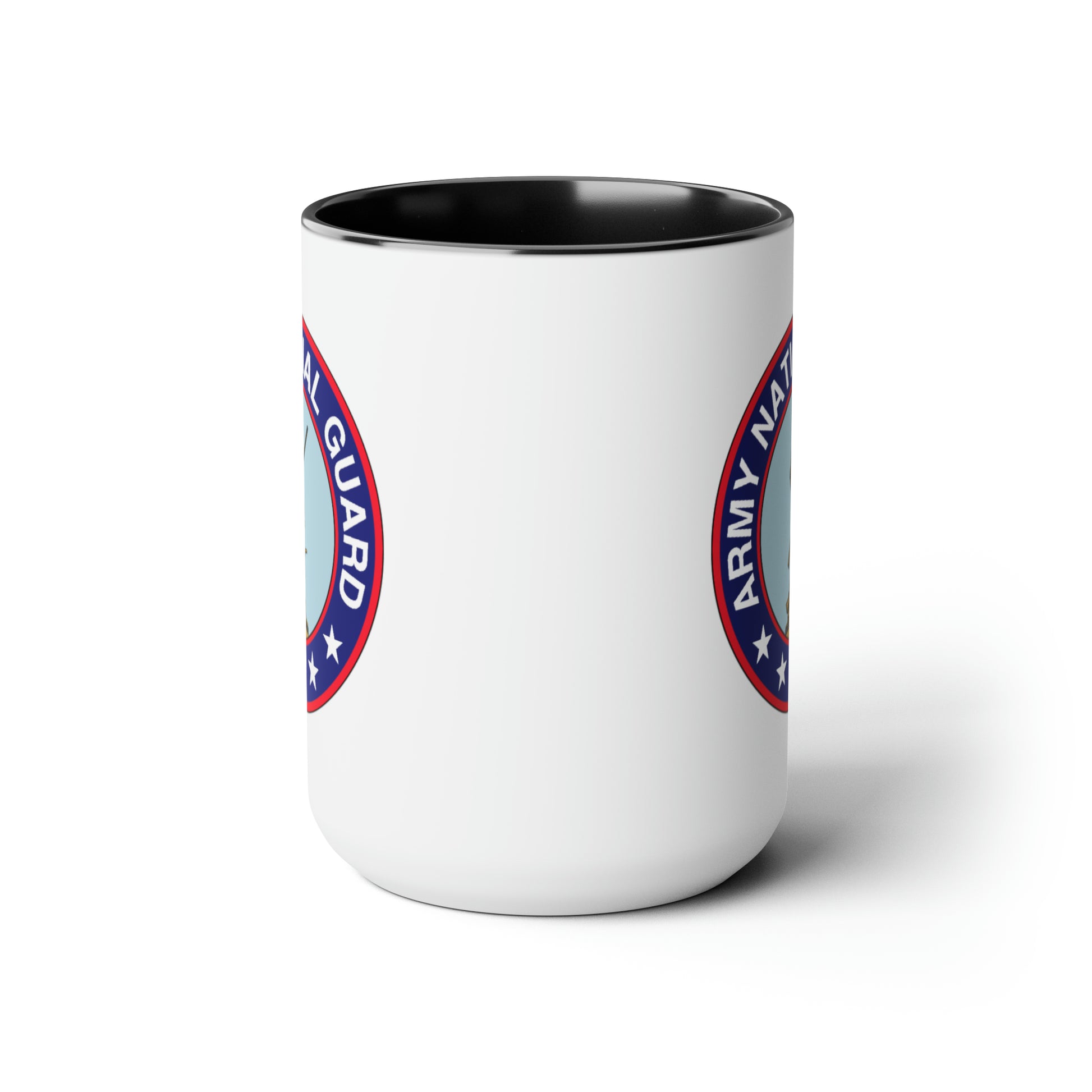 Army National Guard Coffee Mug - Double Sided Black Accent White Ceramic 15oz by TheGlassyLass.com